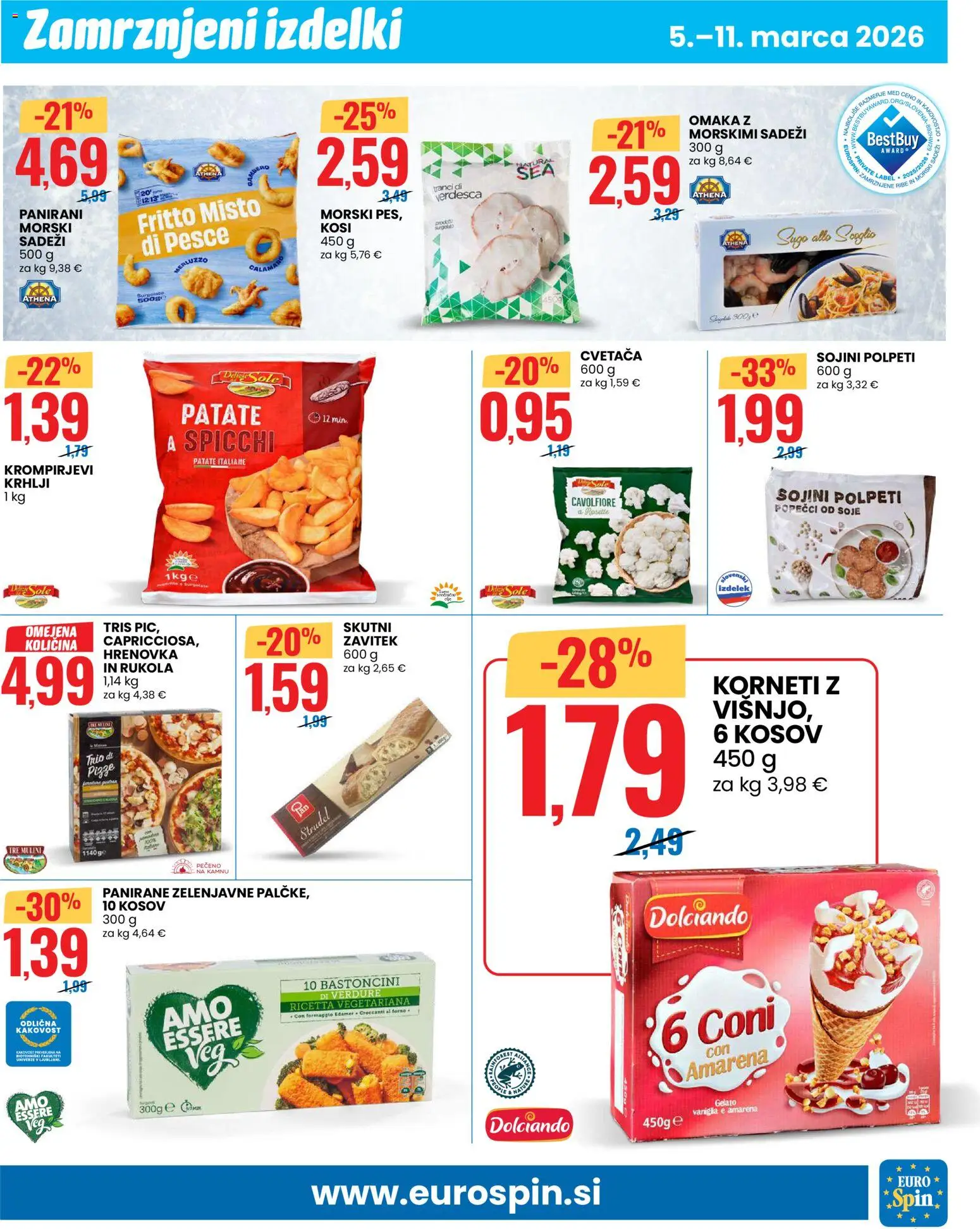 Novi Eurospin katalog ponudbe – veljaven od 05.03.2026 | Stran: 5 | Izdelki: Ribe, Omaka, Morski sadezi