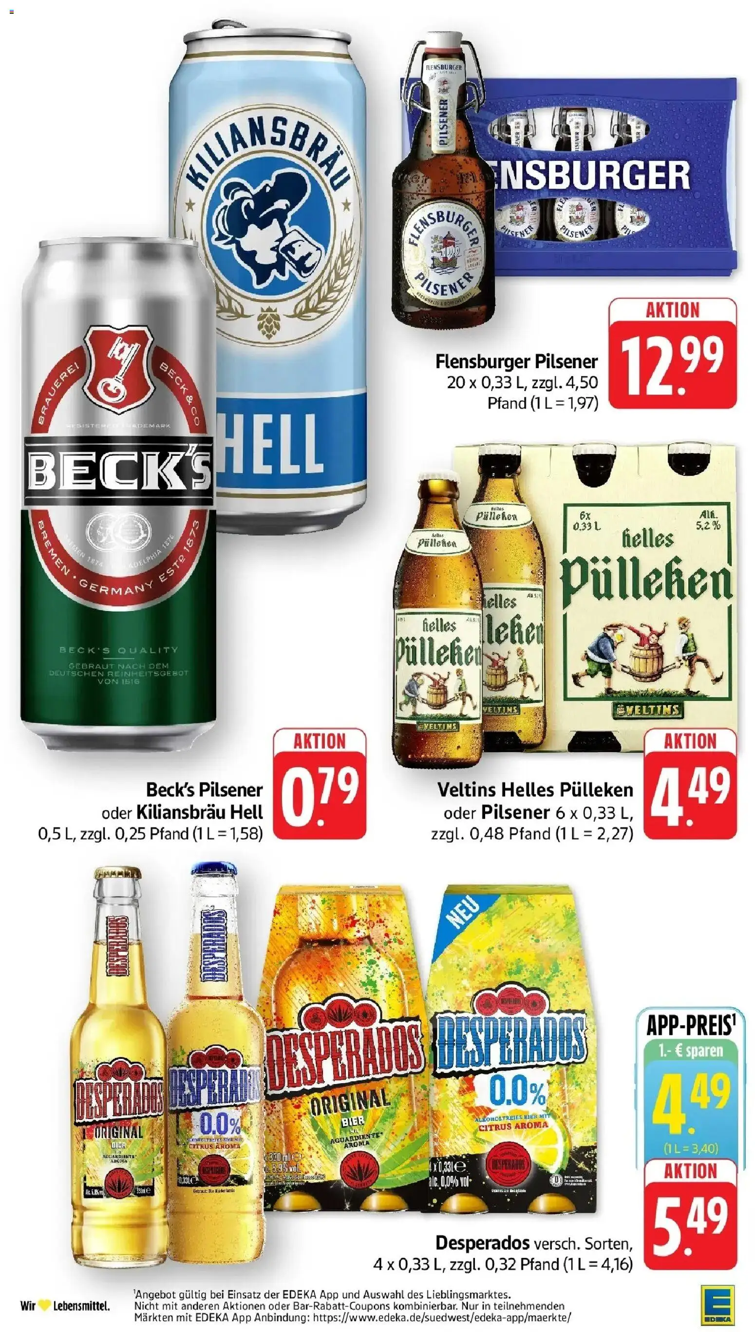Angebote – gültig ab 27.04.2026 | Seite: 34 | Produkte: Helles pulleken, Bier, Flensburger, Desperados