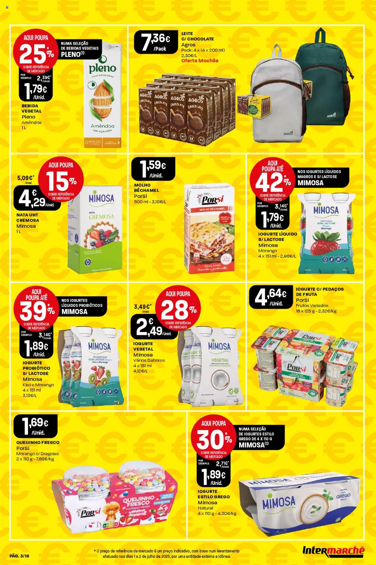 Intermarché folheto │ válido de 31.07.2025 | Página: 3 | Produtos: Leite, Iogurte, Nata, Bebida
