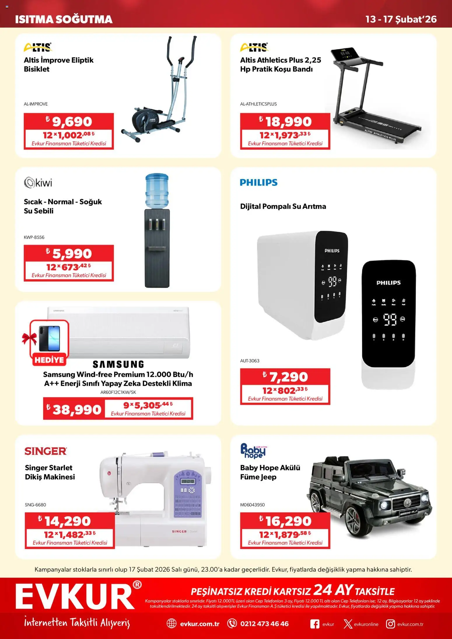 Evkur Katalog - 13.02.2026 tarihinden itibaren geçerlidir | Sayfa: 7 | Ürünler: Dikiş makinesi, Su, Su sebili, Klima