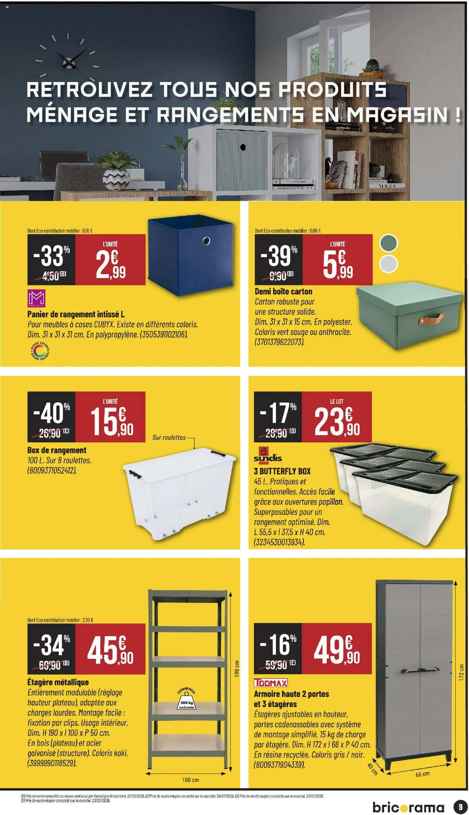 {H1} | Page: 9 | Produits: Plateau, Étagère, Portes, Panier