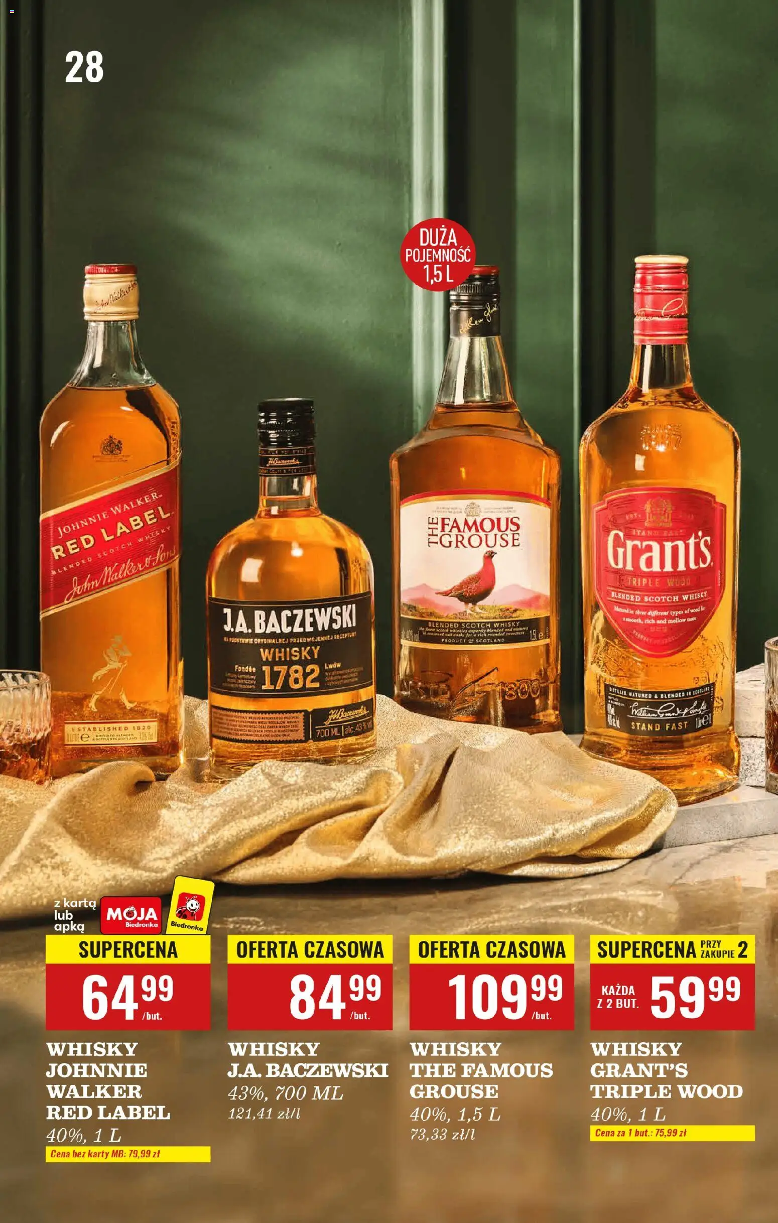 Biedronka gazetka - Czas na toast od 17.11.2025 | Strona: 28 | Produkty: Karta, Grant's, Red label, Whisky