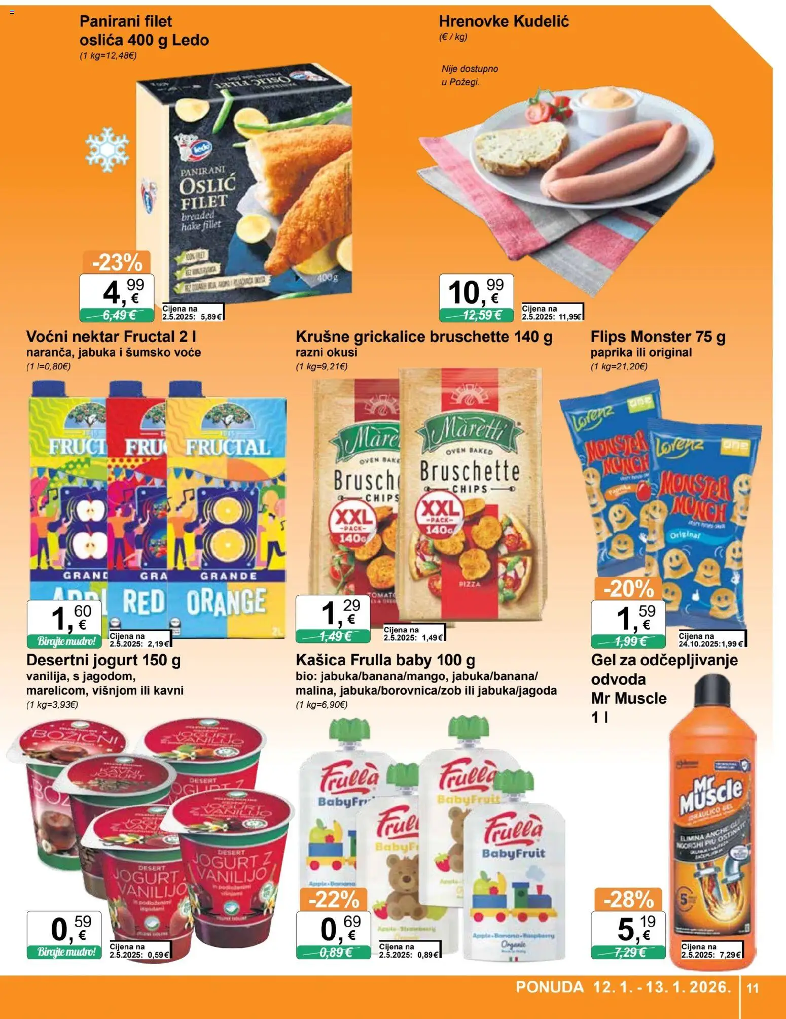 KTC katalog | vrijedi od 07.01.2026 | Stranica: 11 | Proizvodi: Jogurt, Hrenovke, Voće, Oslić