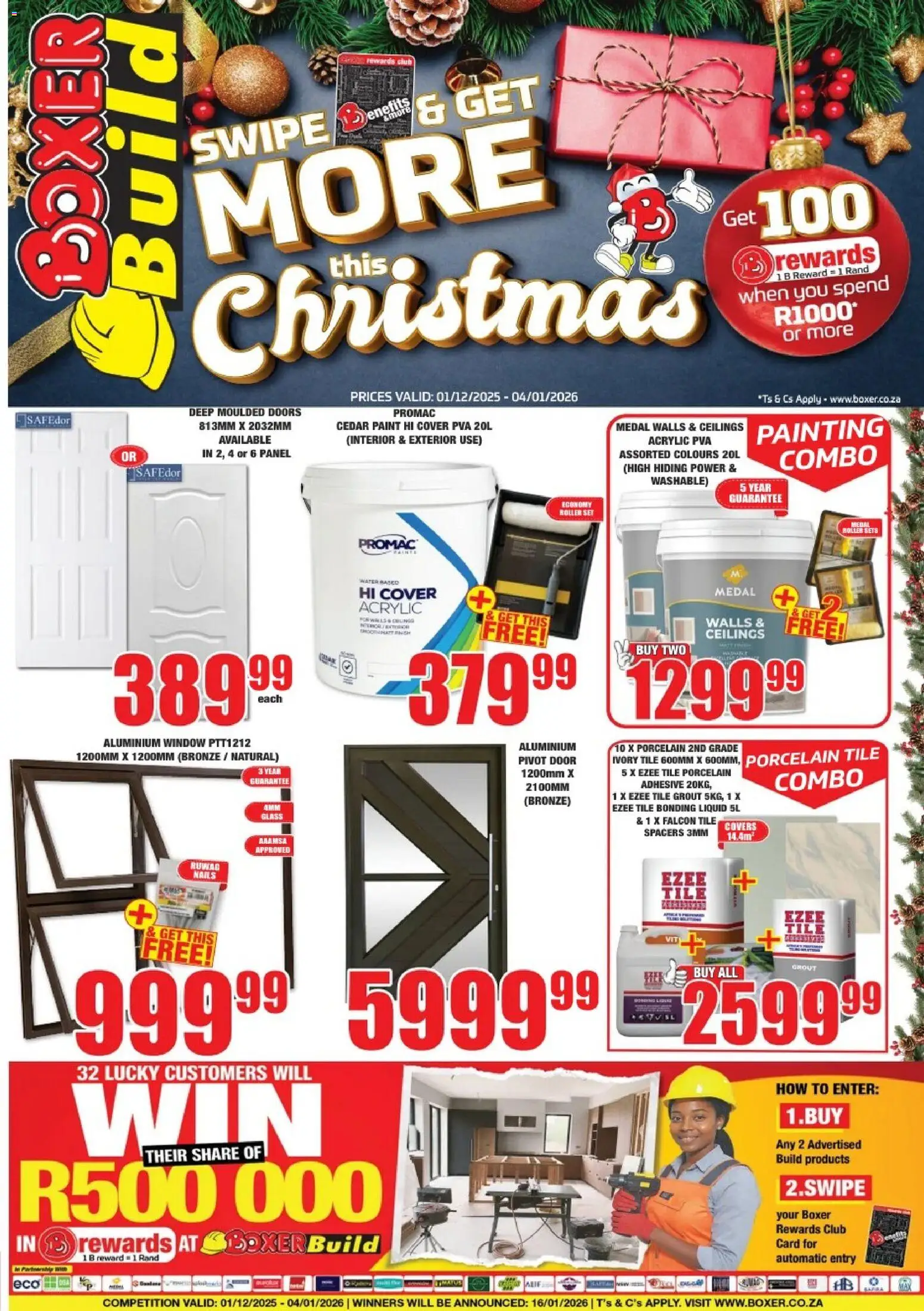 New Boxer catalogue – valid from 01.12.2025 | Page: 1 | Products: Tile grout, Paint, Adhesive, Bonding liquid