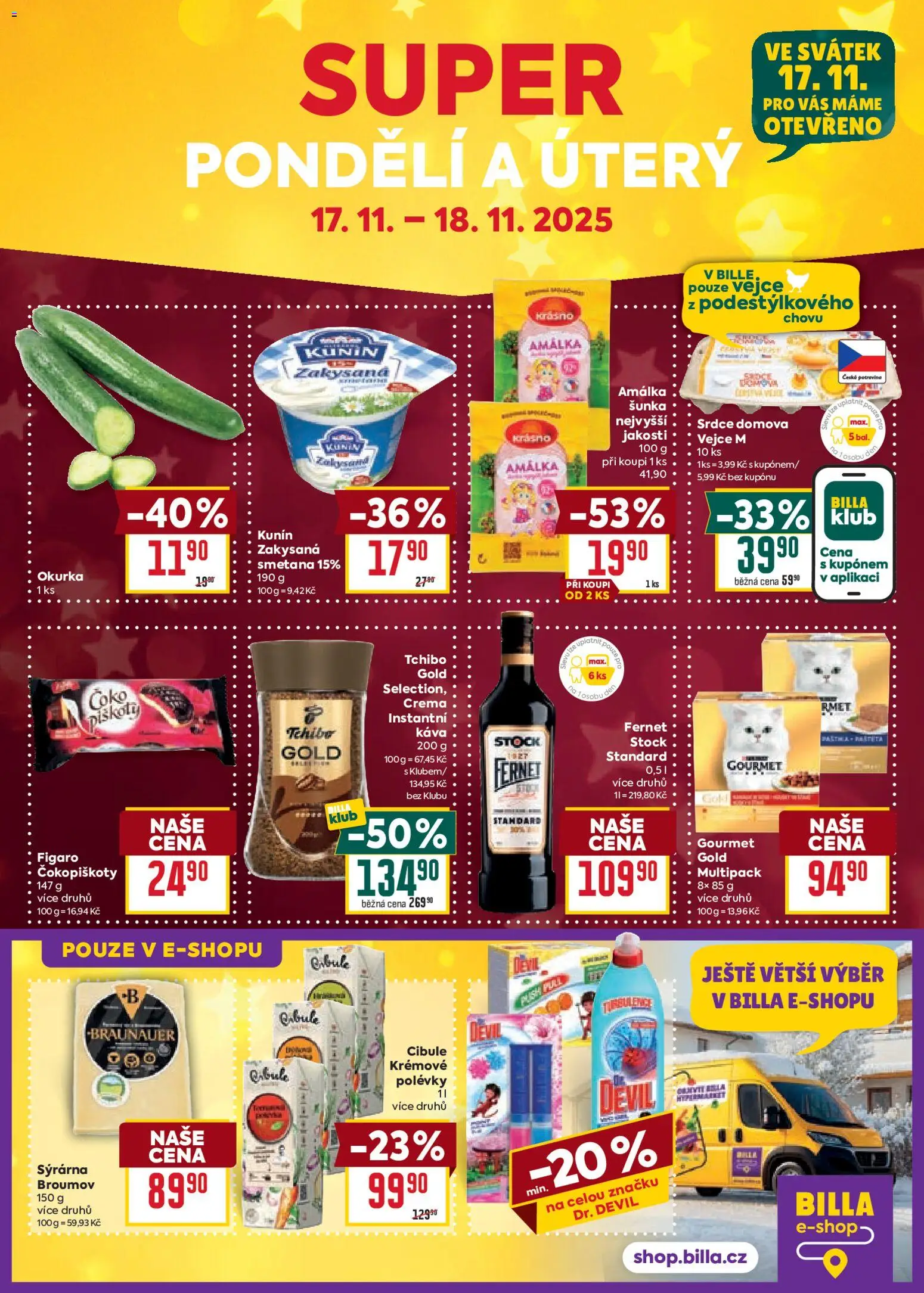 Billa Velký leták od 12.11.2025 | Strana: 36 | Produkty: Káva, Šunka, Fernet, Crema