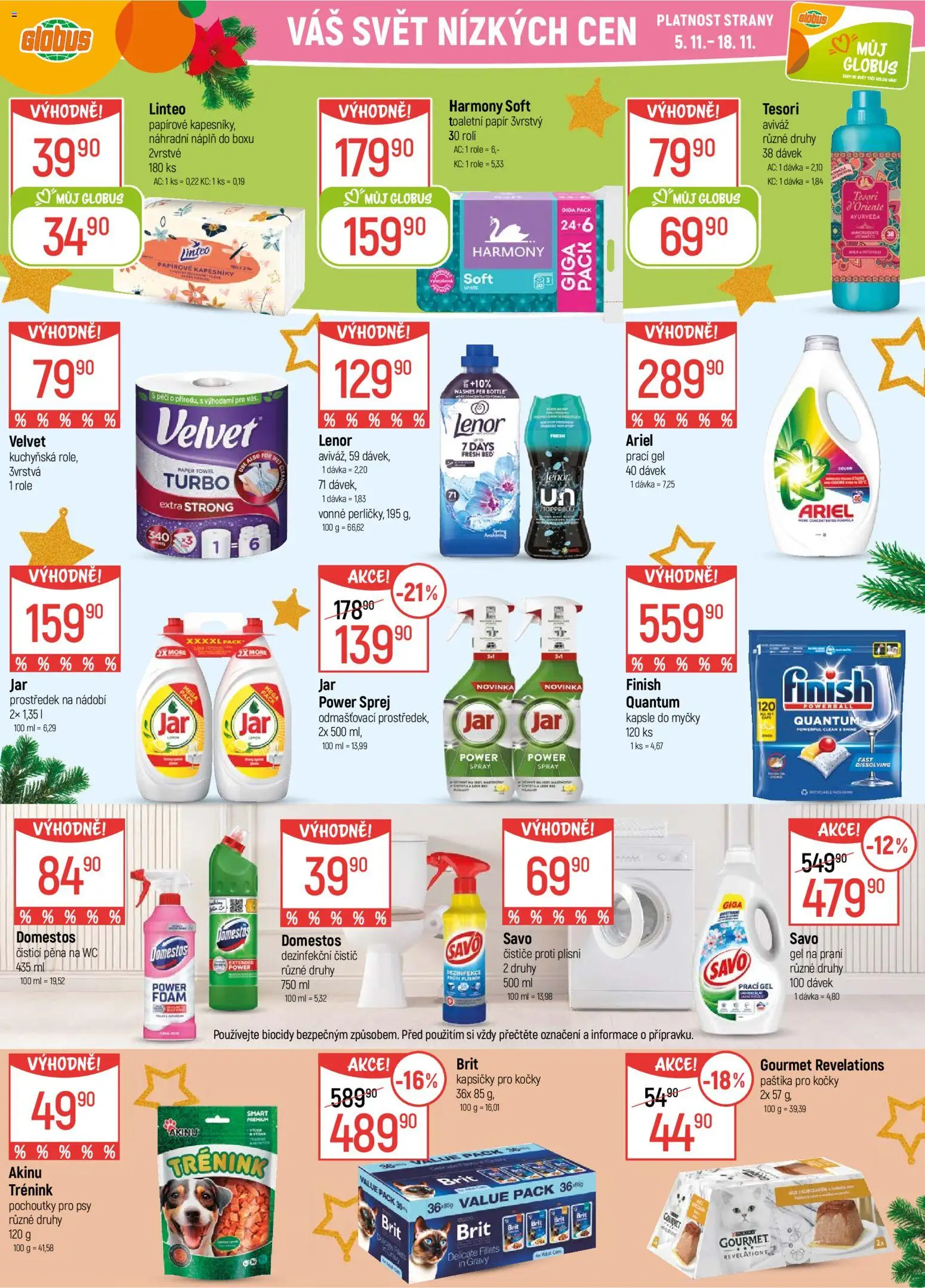 Globus leták - Praha Černý Most od 05.11.2025 | Strana: 34 | Produkty: Kapsle, Kapsičky pro kočky, Toaletní papír, Domestos