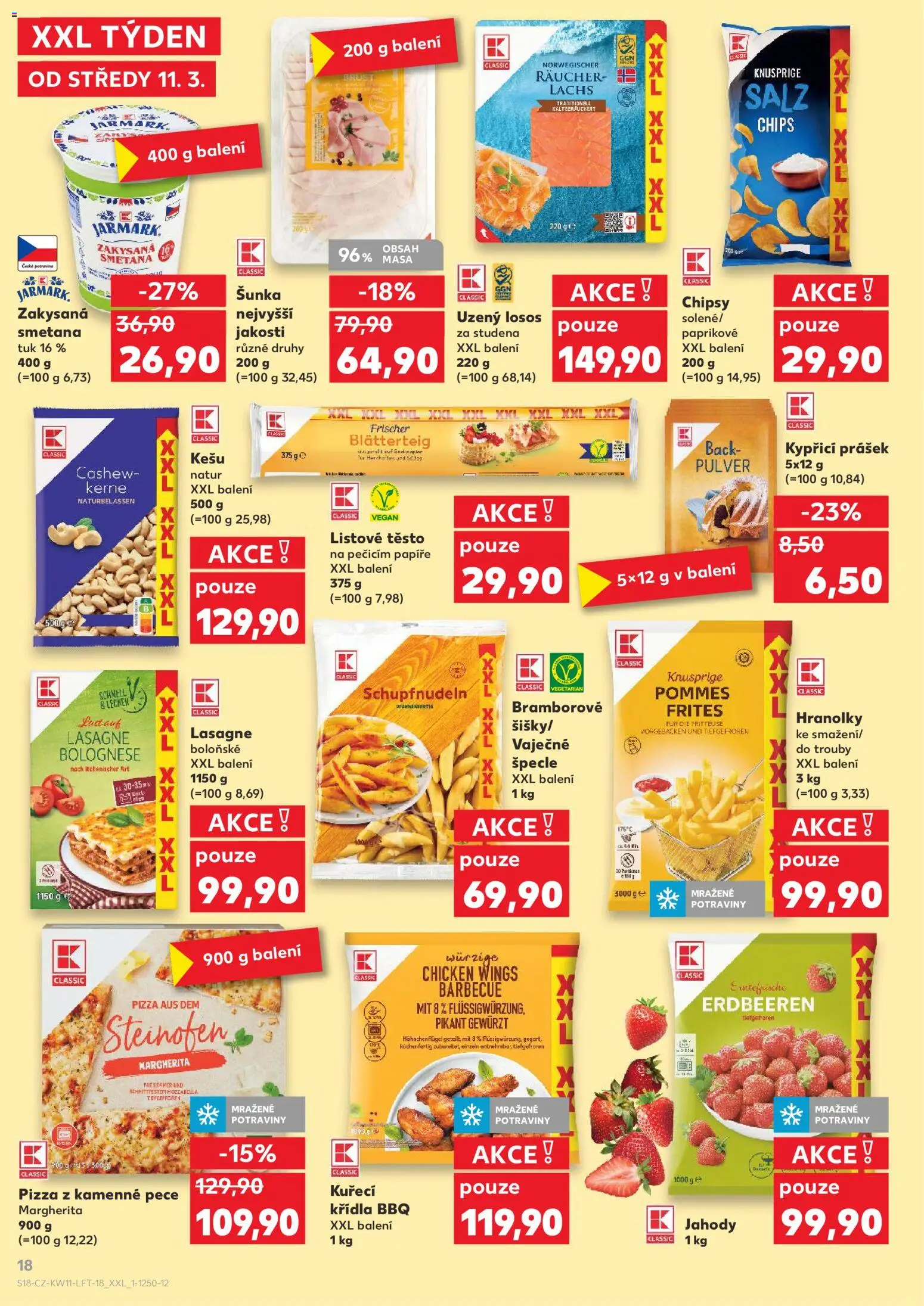 Kaufland leták od 11.03.2026 | Strana: 18 | Produkty: Šunka, Smetana, Těsto, Uzený losos