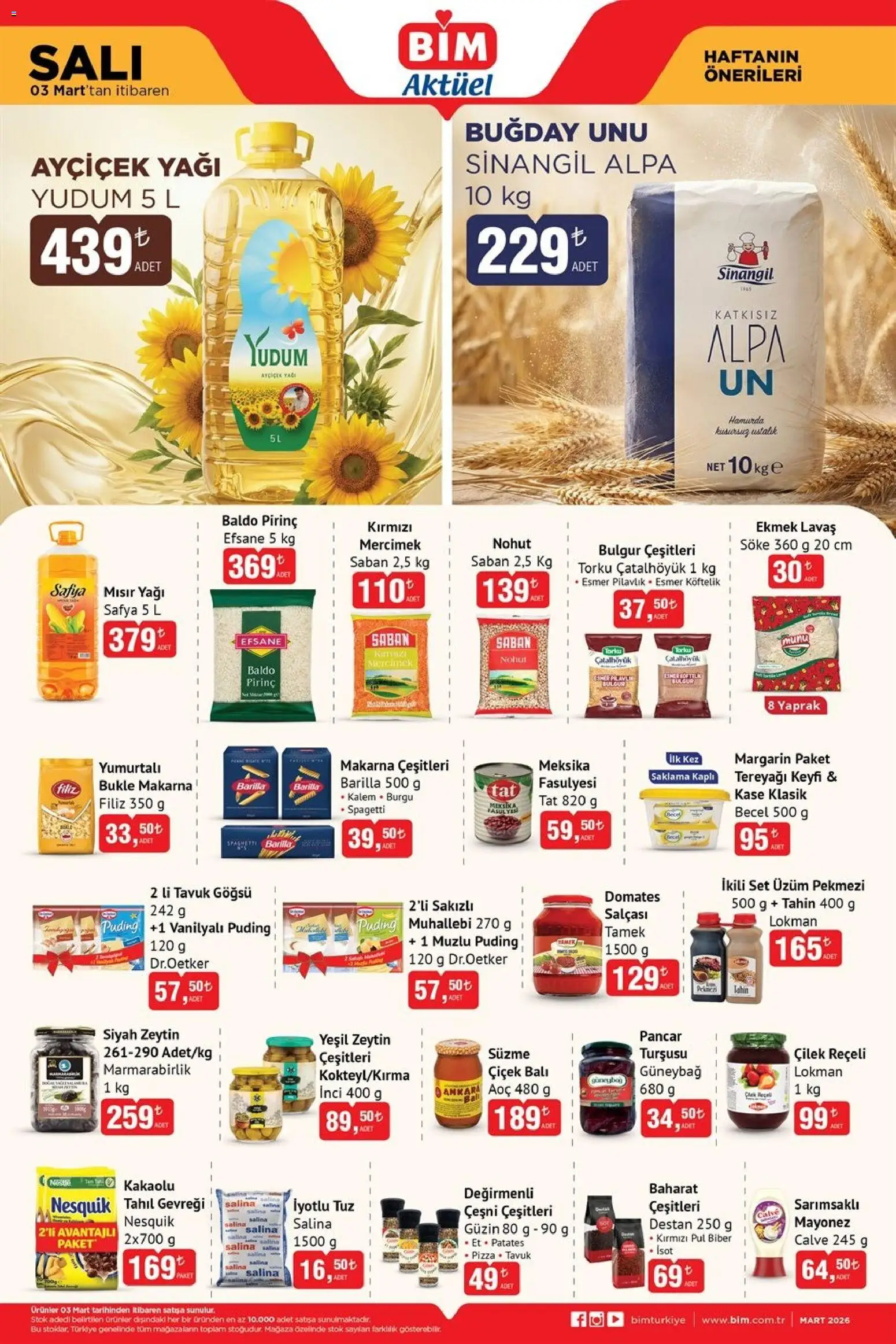 BİM Katalog - 03.03.2026 tarihinden itibaren geçerlidir | Sayfa: 3 | Ürünler: Domates, Tahıl, Üzüm, Zeytin
