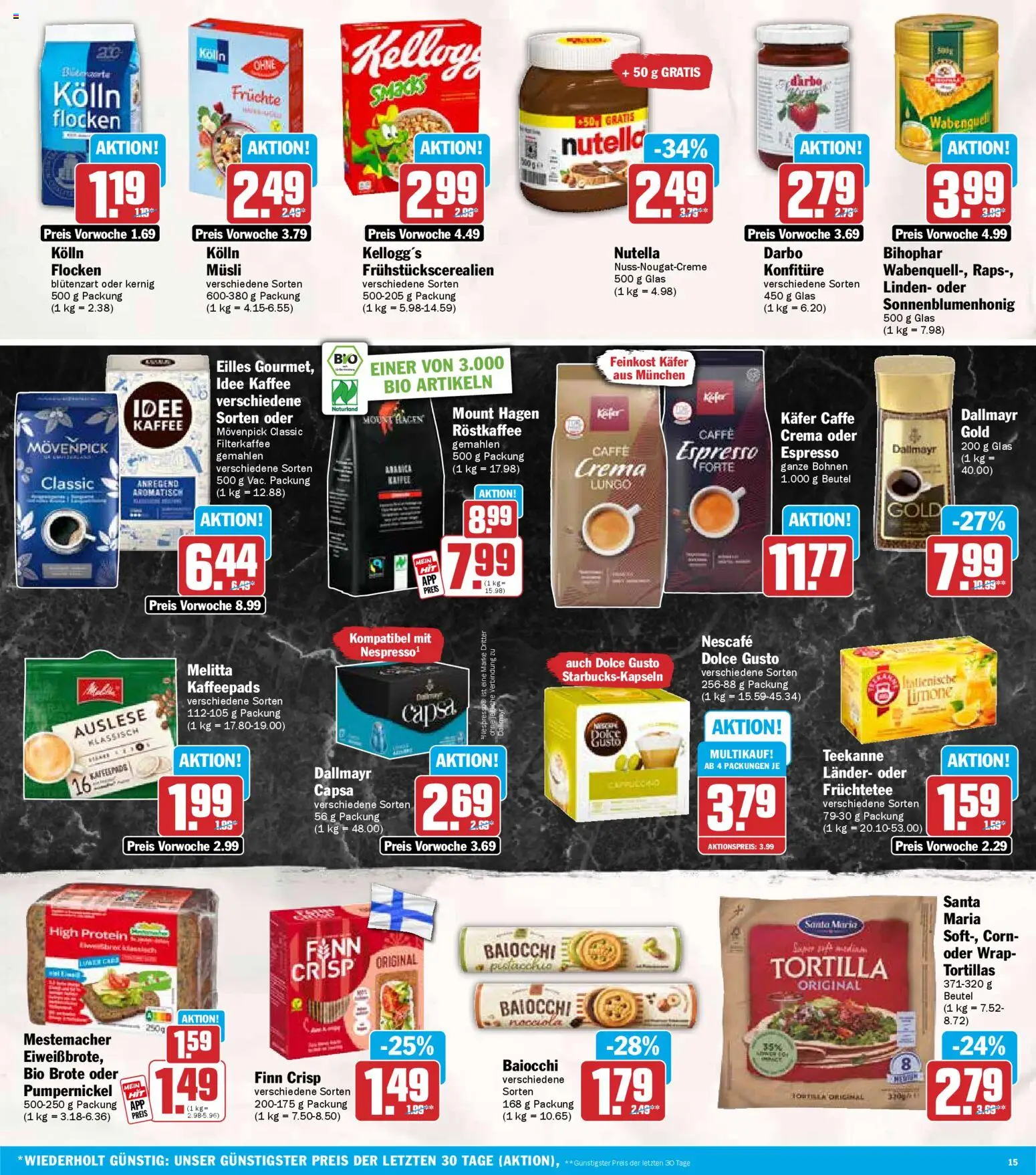 HIT Baden-Württemberg – gültig ab 29.12.2025 | Seite: 15 | Produkte: Kolln, Kaffee, Teekanne, Dolce gusto