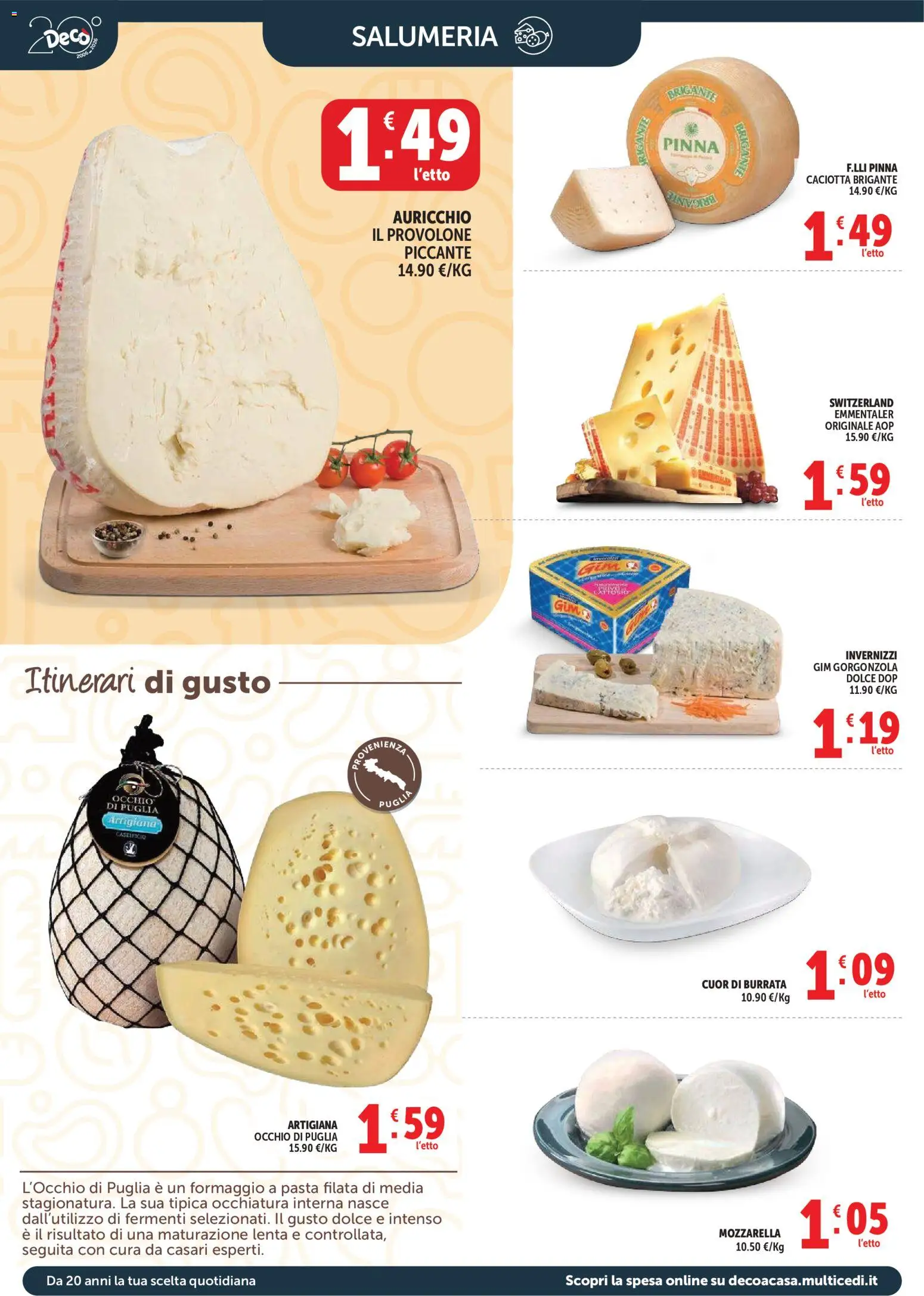 Volantino Decò del 17.03.2026 | Pagina: 4 | Prodotti: Provolone, Formaggio, Pasta, Gorgonzola