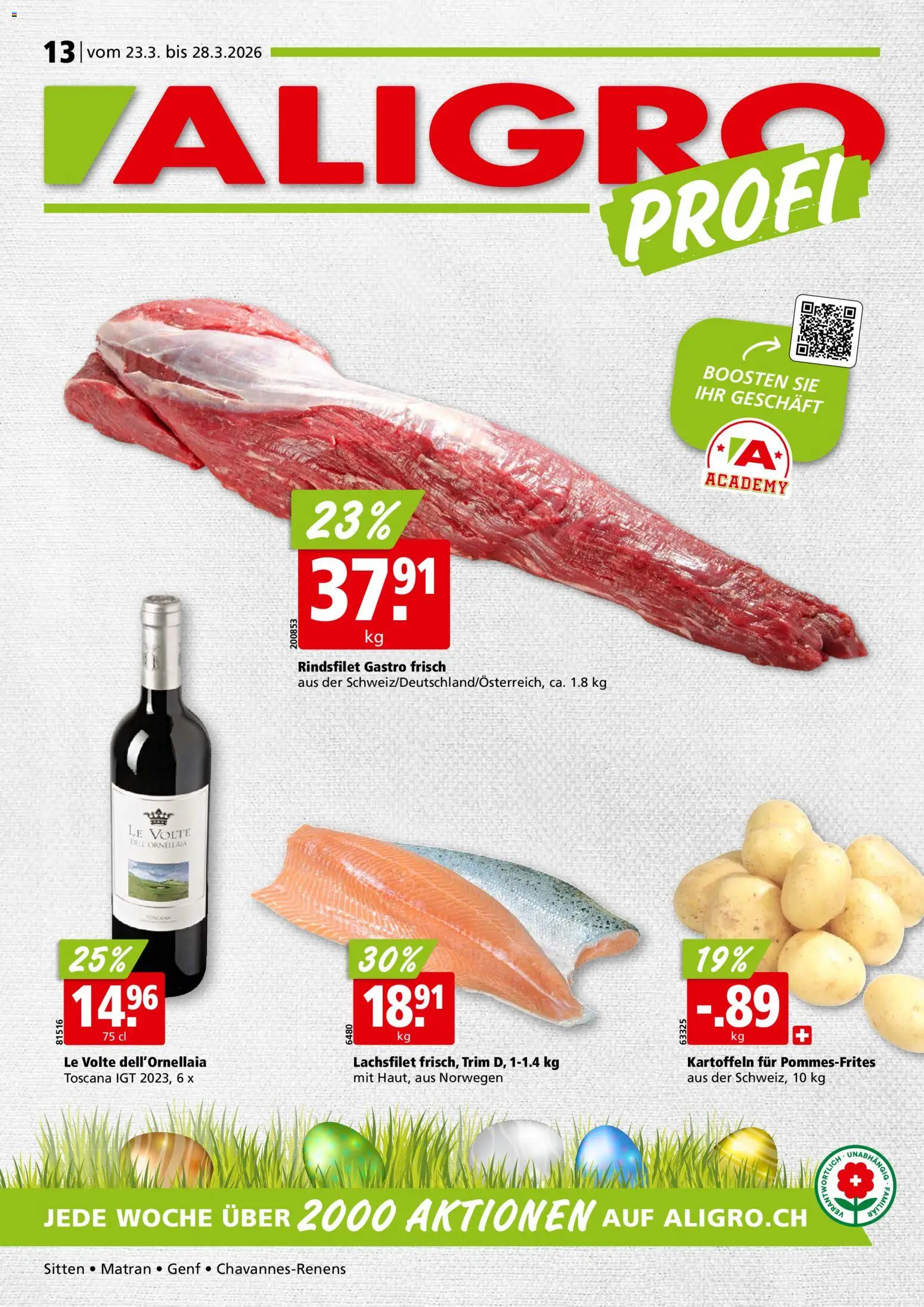 Aligro aktionen Chavannes, Matran, Genf, Sitten – gültig ab 23.03.2026 | Seite: 1 | Produkte: Kartoffeln