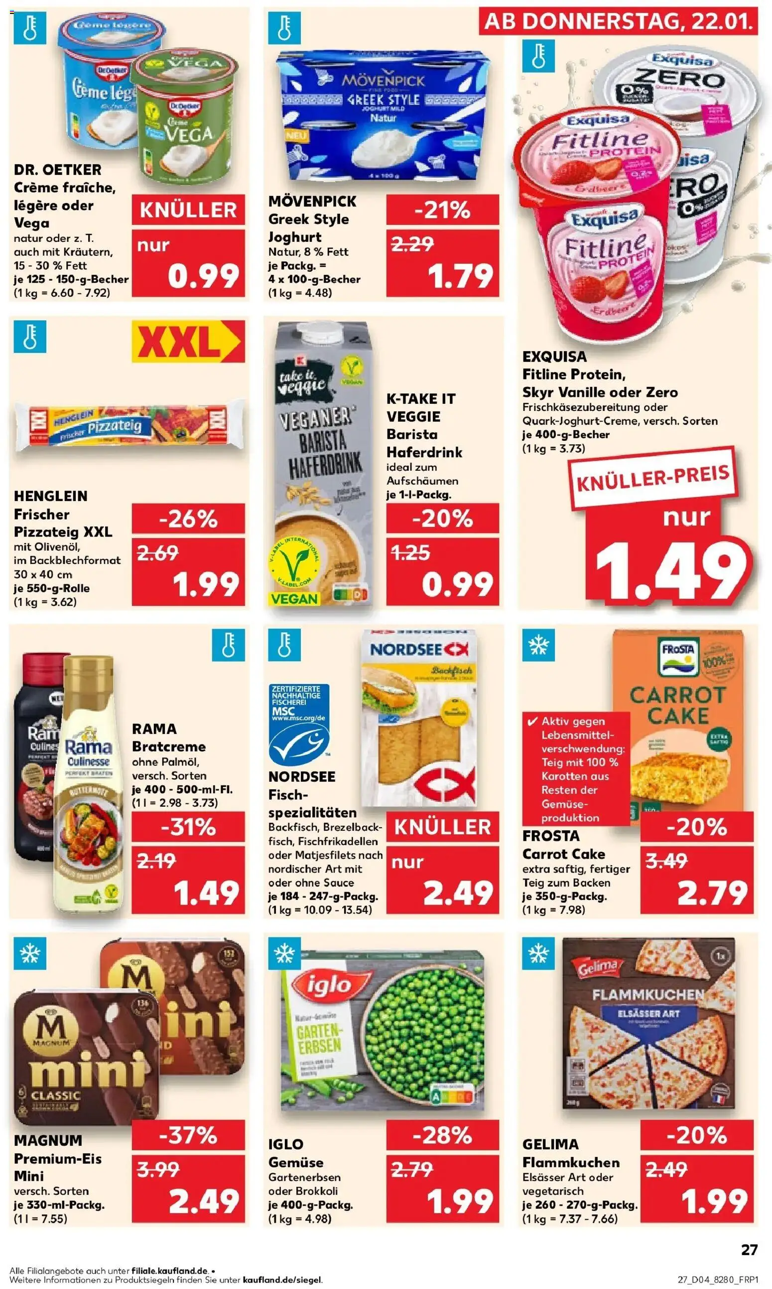 Prospekt Kaufland ab 22.01.2026 » Angebote Online zum Blättern | Seite: 27 | Produkte: Joghurt, Iglo, Frosta, Gemüse