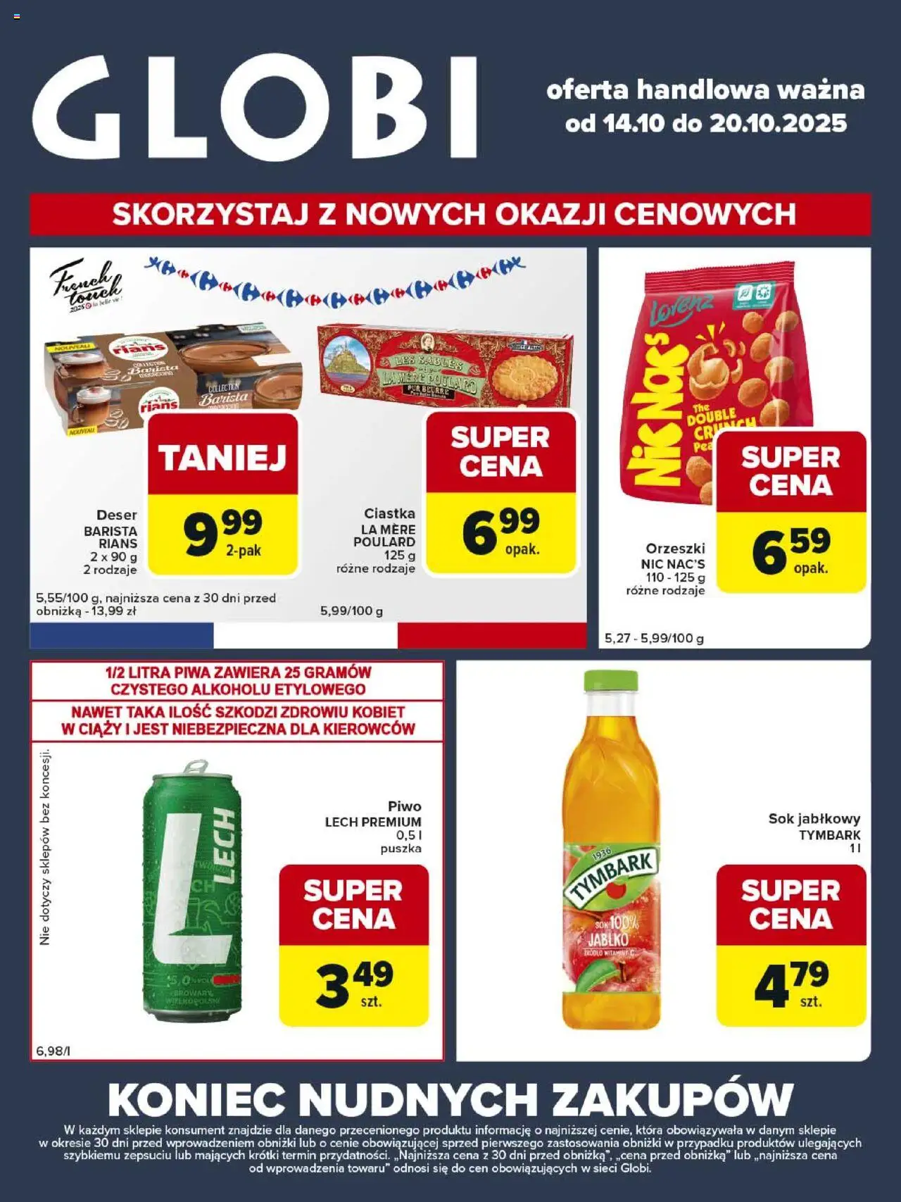 Carrefour Gazetka - Globi od 14.10.2025 | Strona: 2 | Produkty: Sok jabłkowy, Sok, Piwo, Ciastka