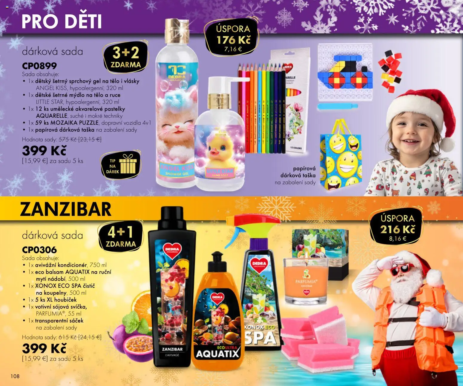 Nové Dedra akcie – leták je platný od 01.11.2025 | Strana: 8 | Produkty: Pastelky, Mydlo, Sprchový gél, Taška