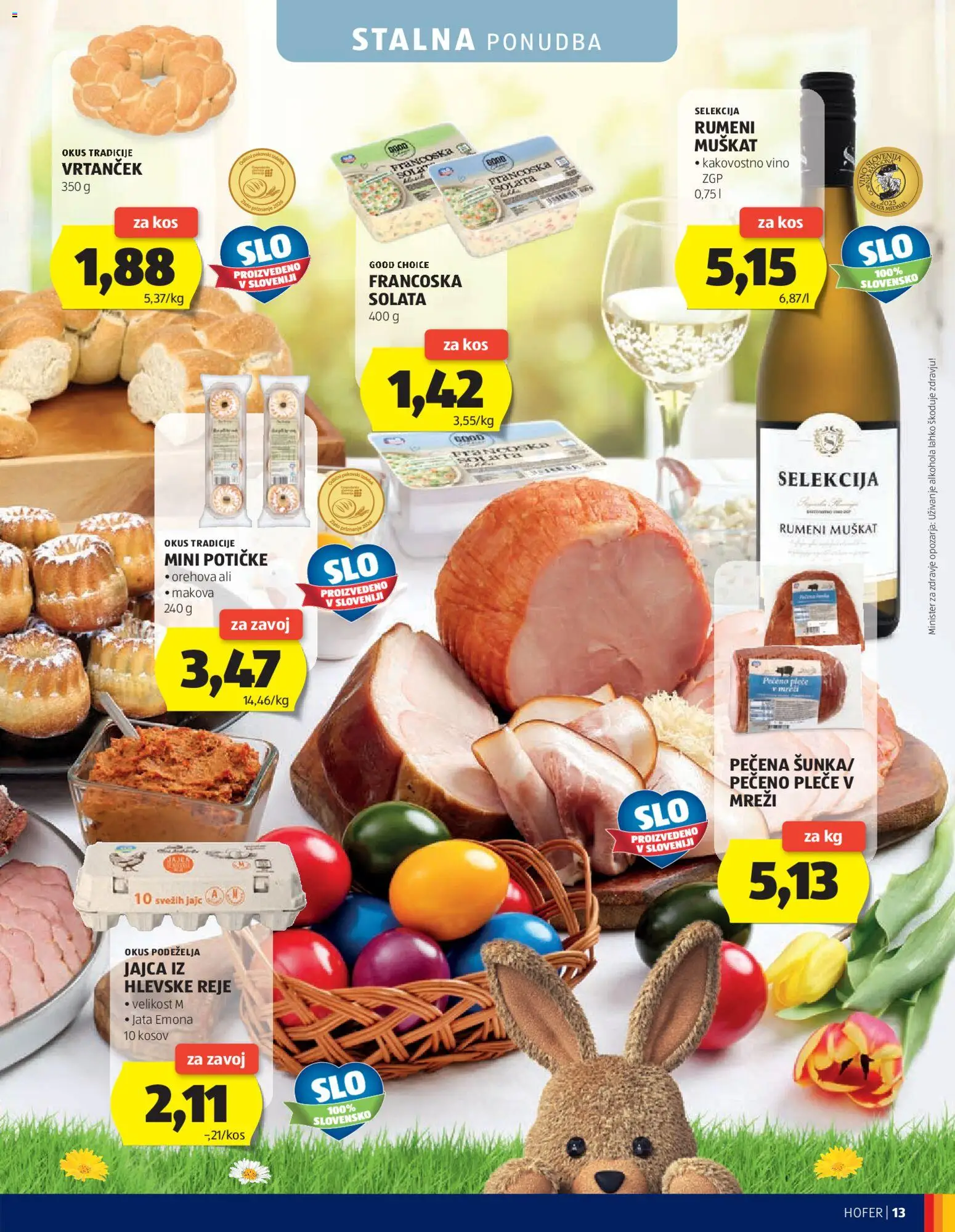 Novi Hofer katalog ponudbe – veljaven od 25.03.2026 | Stran: 13 | Izdelki: Kos, Jajca, Vino, Solata