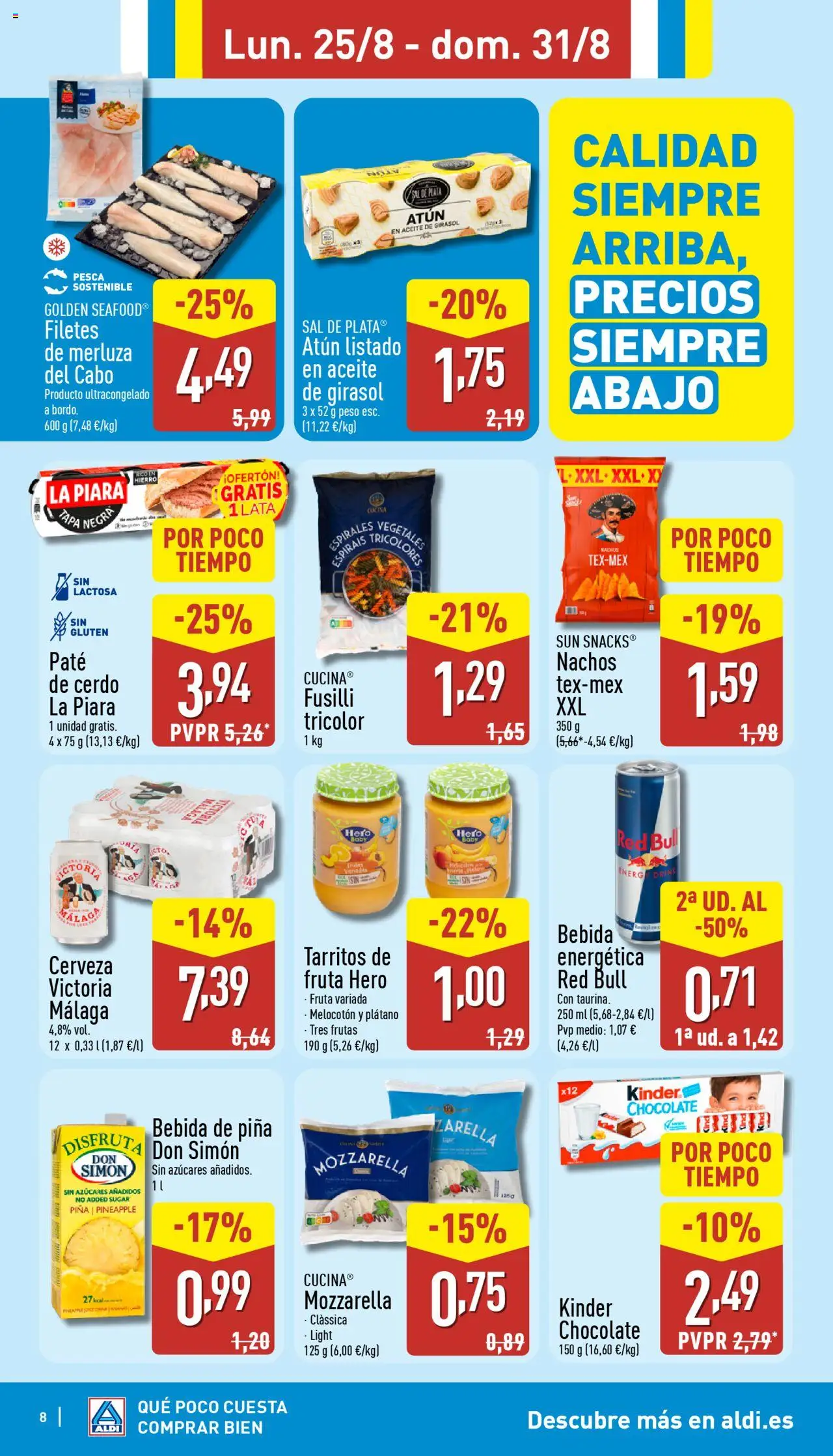 Aldi folleto Canarias │ válido desde el 25.08.2025 | Página: 8 | Productos: Καλτσάκια μισά, Paté, Piña, Pasta