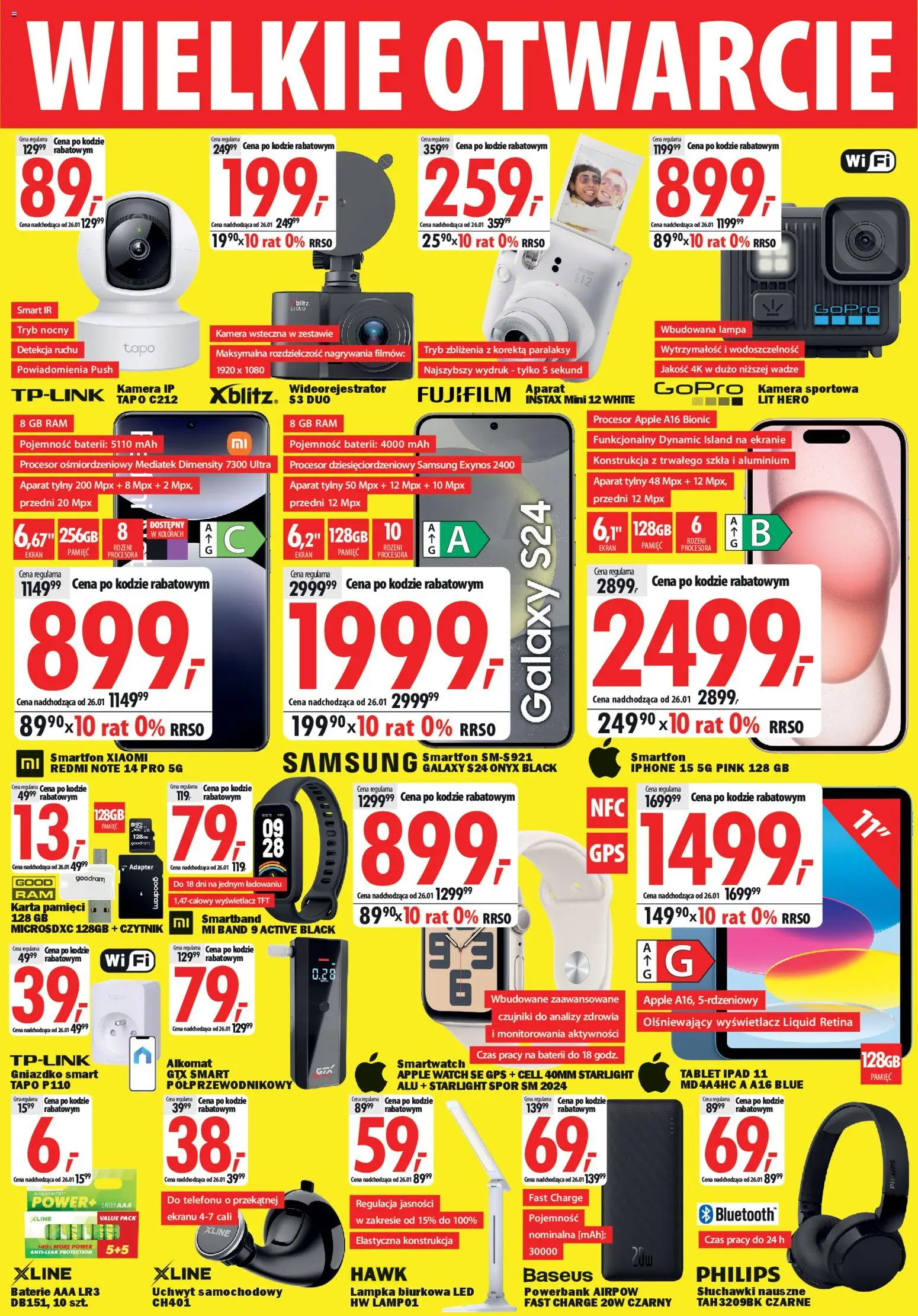 Mediaexpert Gazetka - Wielkie otwarcie Warszawa od 15.01.2026 | Strona: 4 | Produkty: Karta, Adapter, Powerbank, Baterie