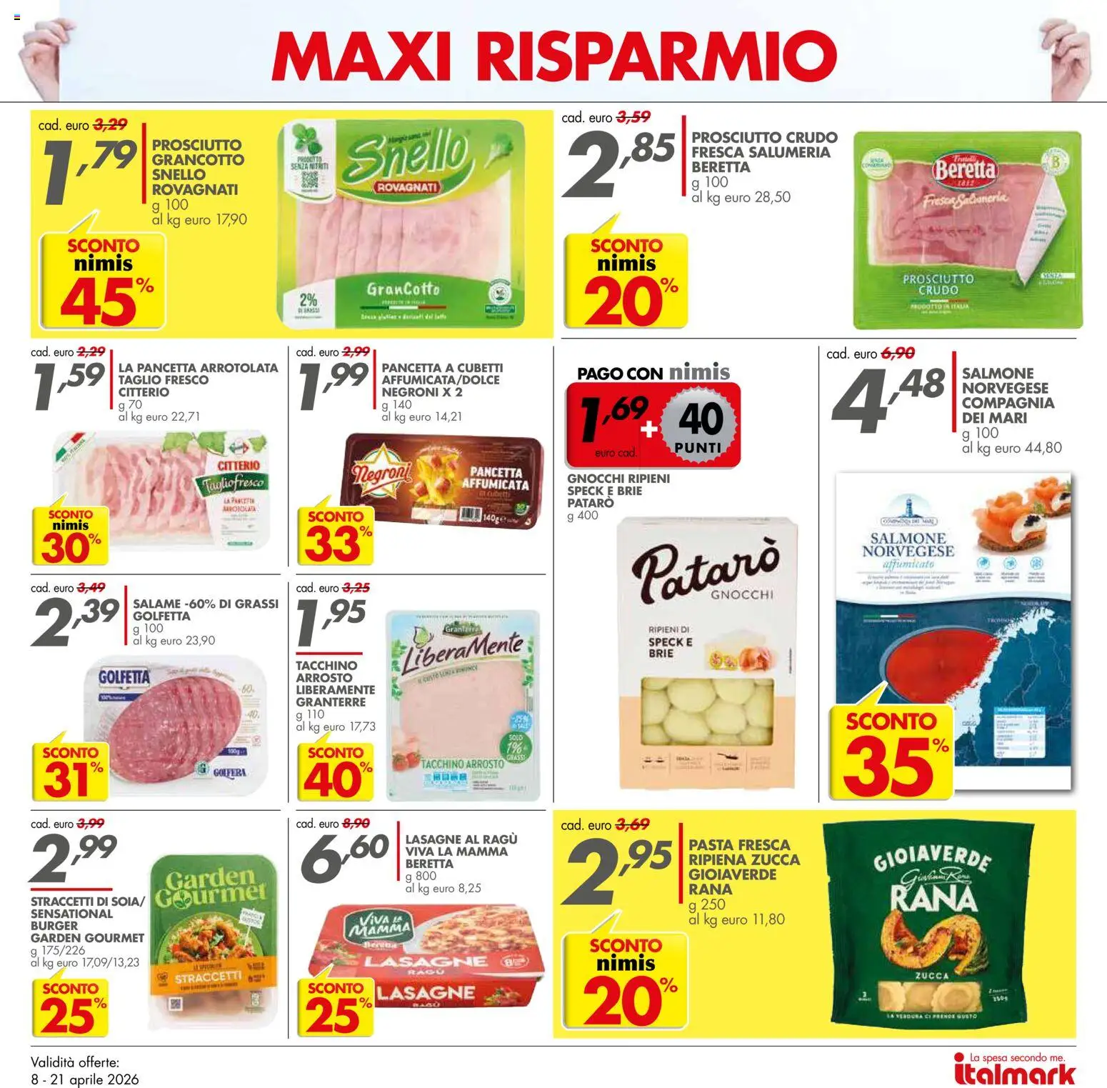 Volantino Italmark del 08.04.2026 | Pagina: 10 | Prodotti: Speck, Arrosto, Pancetta, Tacchino