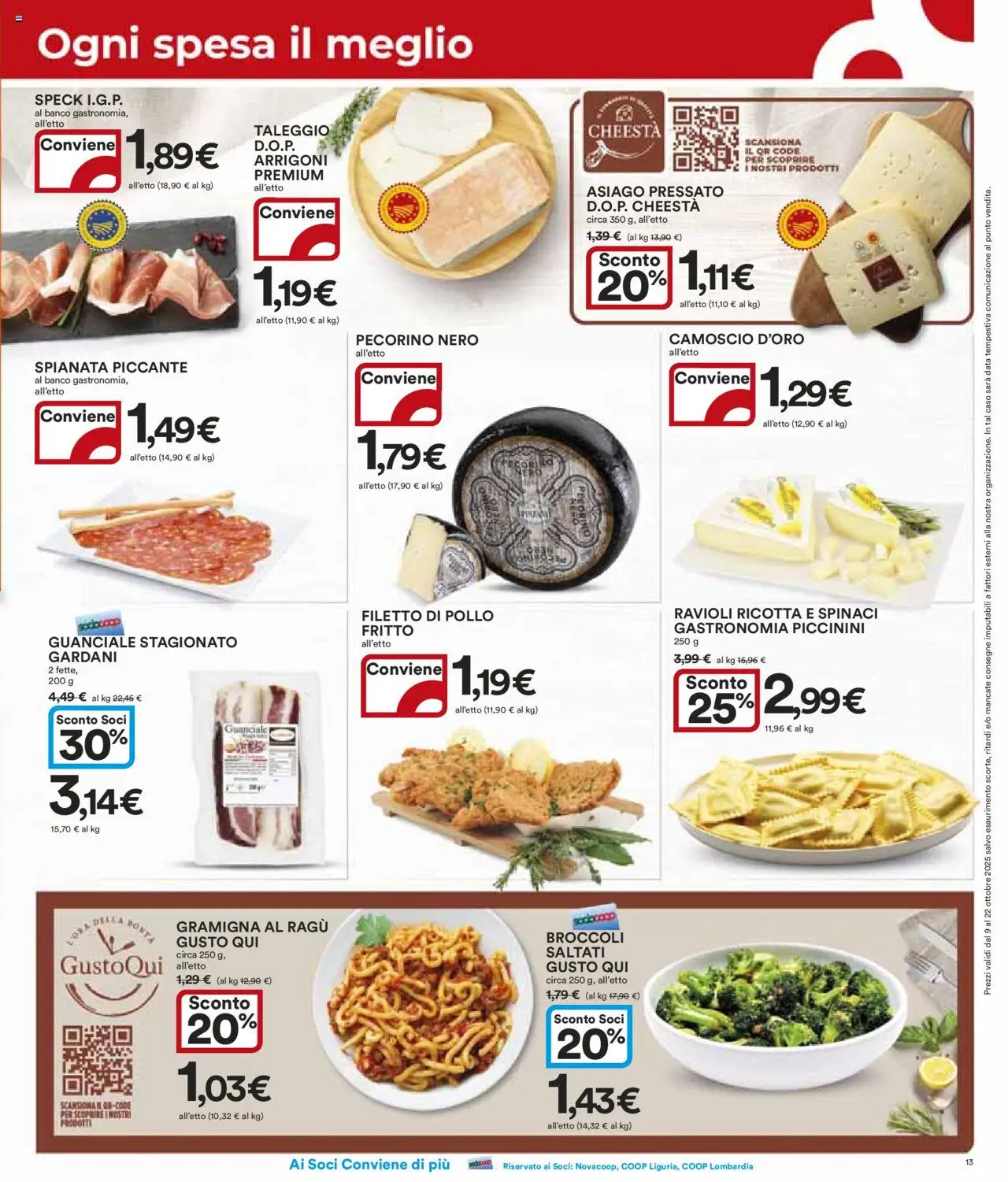 Volantino Ipercoop del 09.10.2025 | Pagina: 13 | Prodotti: Ragú, Broccoli, Ravioli, Ricotta