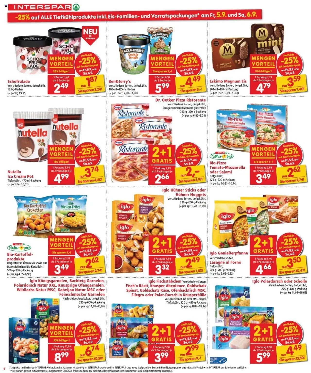 Interspar Flugblatt - Burgenland Nord gültig ab 04.09.2025 | Seite: 4 | Produkte: Eis, Salami, Pizza, Fisch