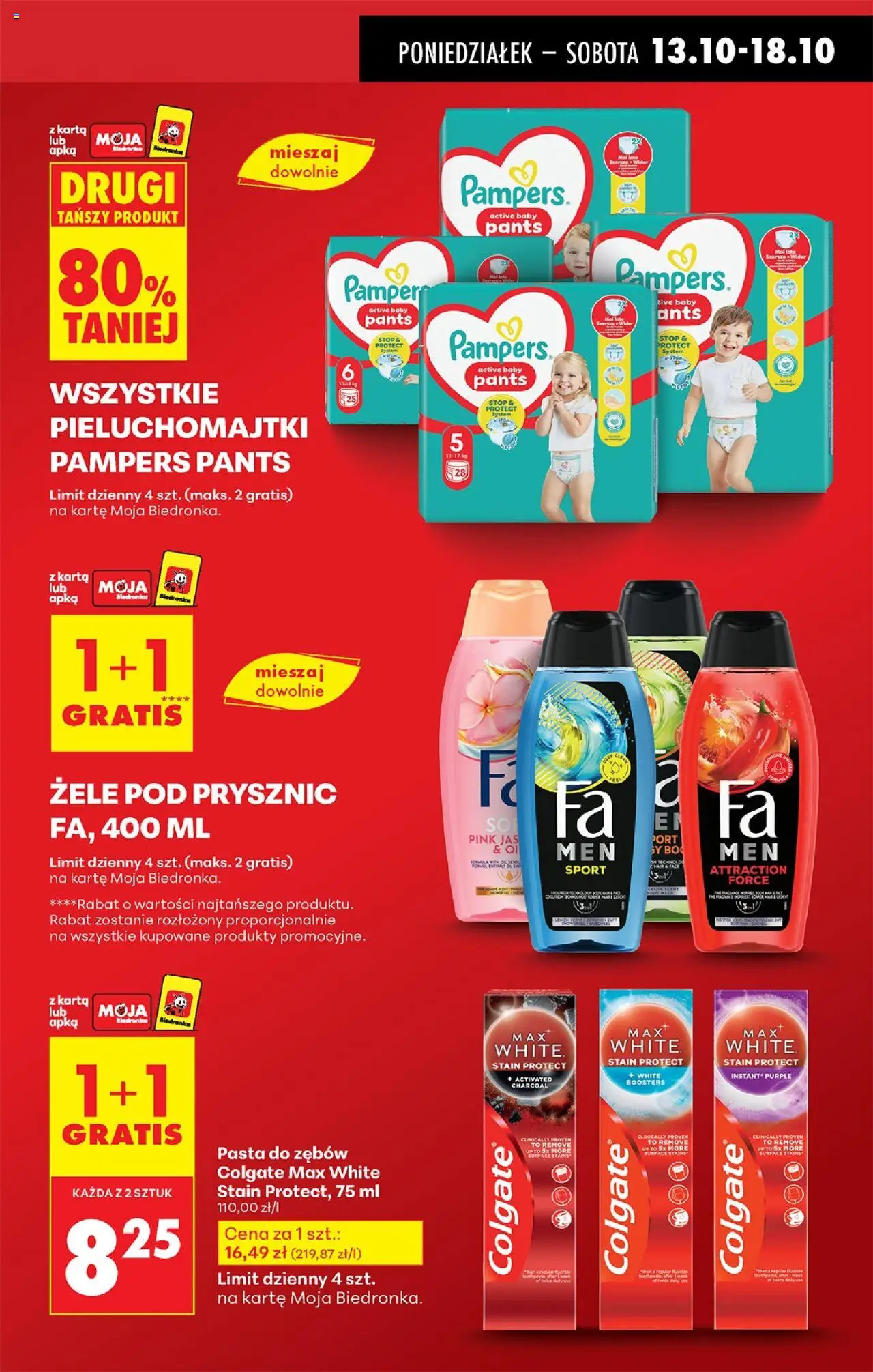 Biedronka gazetka od 13.10.2025 | Strona: 15 | Produkty: Karta, Pampers, Prysznic, Pasta do zębów
