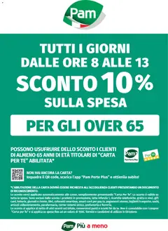Anteprima del volantino PAM Sconto 10% Anziani Over 65 - tutti i giorni catalogo valido a partire dal 01.01.2026
