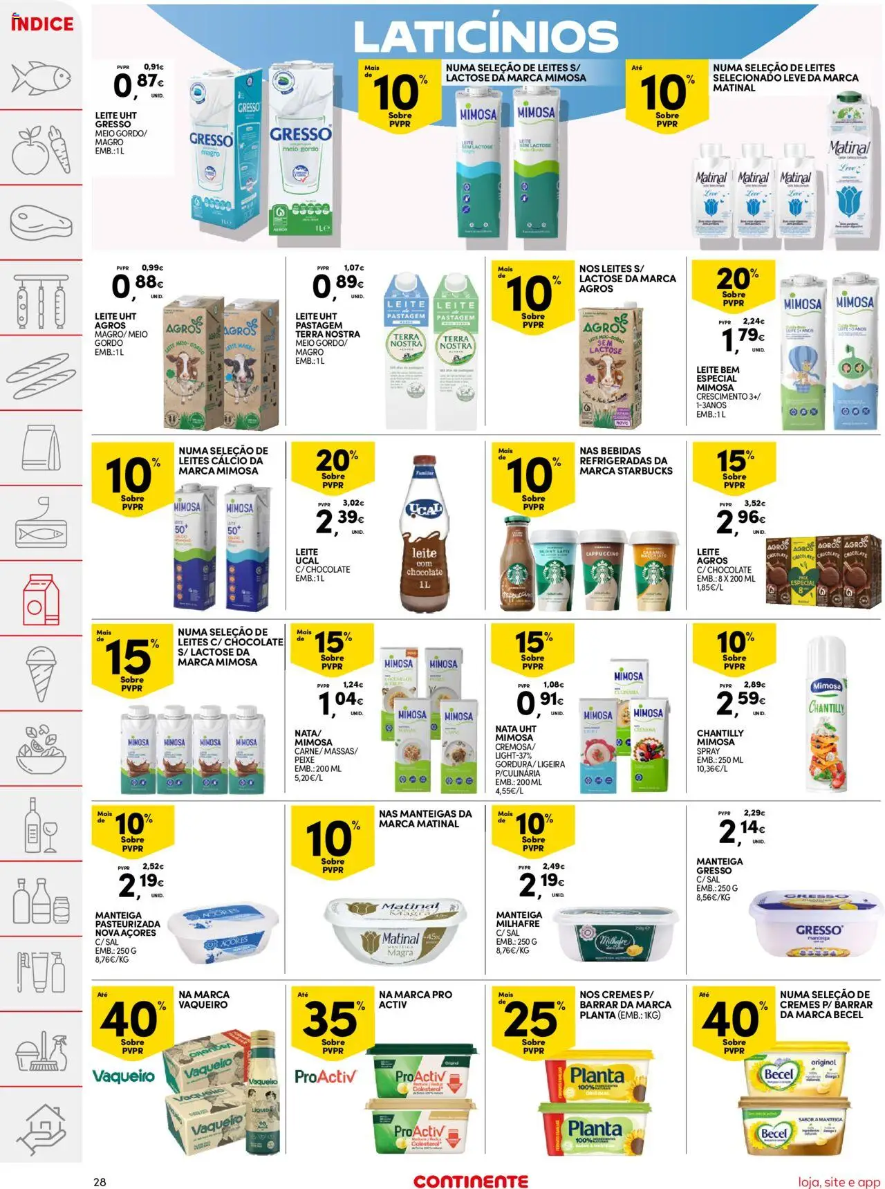 Continente folheto │ válido de 12.08.2025 | Página: 28 | Produtos: Leite, Manteiga, Peixe, Creme