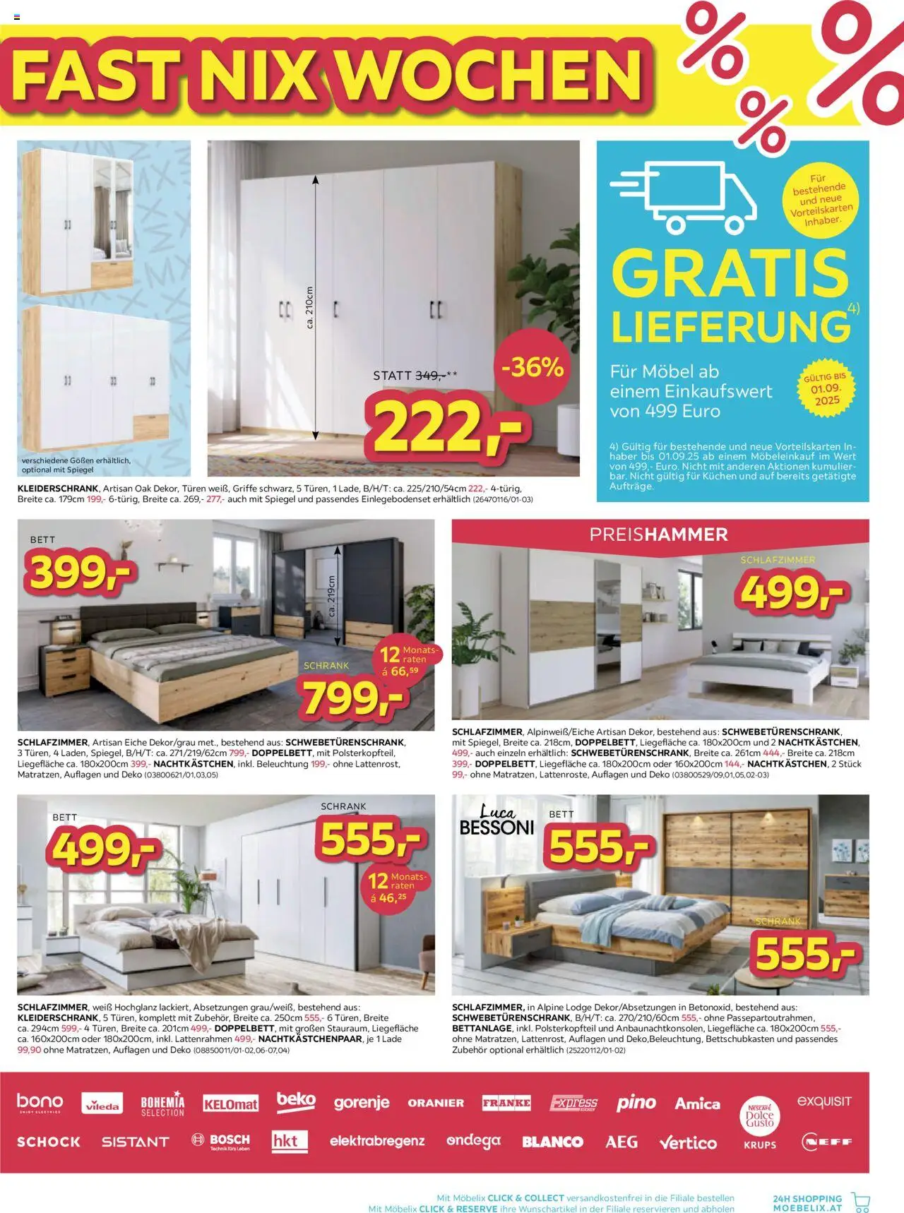 Möbelix Angebote gültig ab 26.08.2025 | Seite: 3 | Produkte: Bett, Schrank, Spiegel