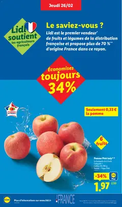 LIDL - Prévisualisation de Pomme Pink lady® (1), La barquette de 6 fruits, Catégorie 1, Calibre 135/180 g, Variété: Cripps Pink valide à partir de 26.02.2026 | Page: 2