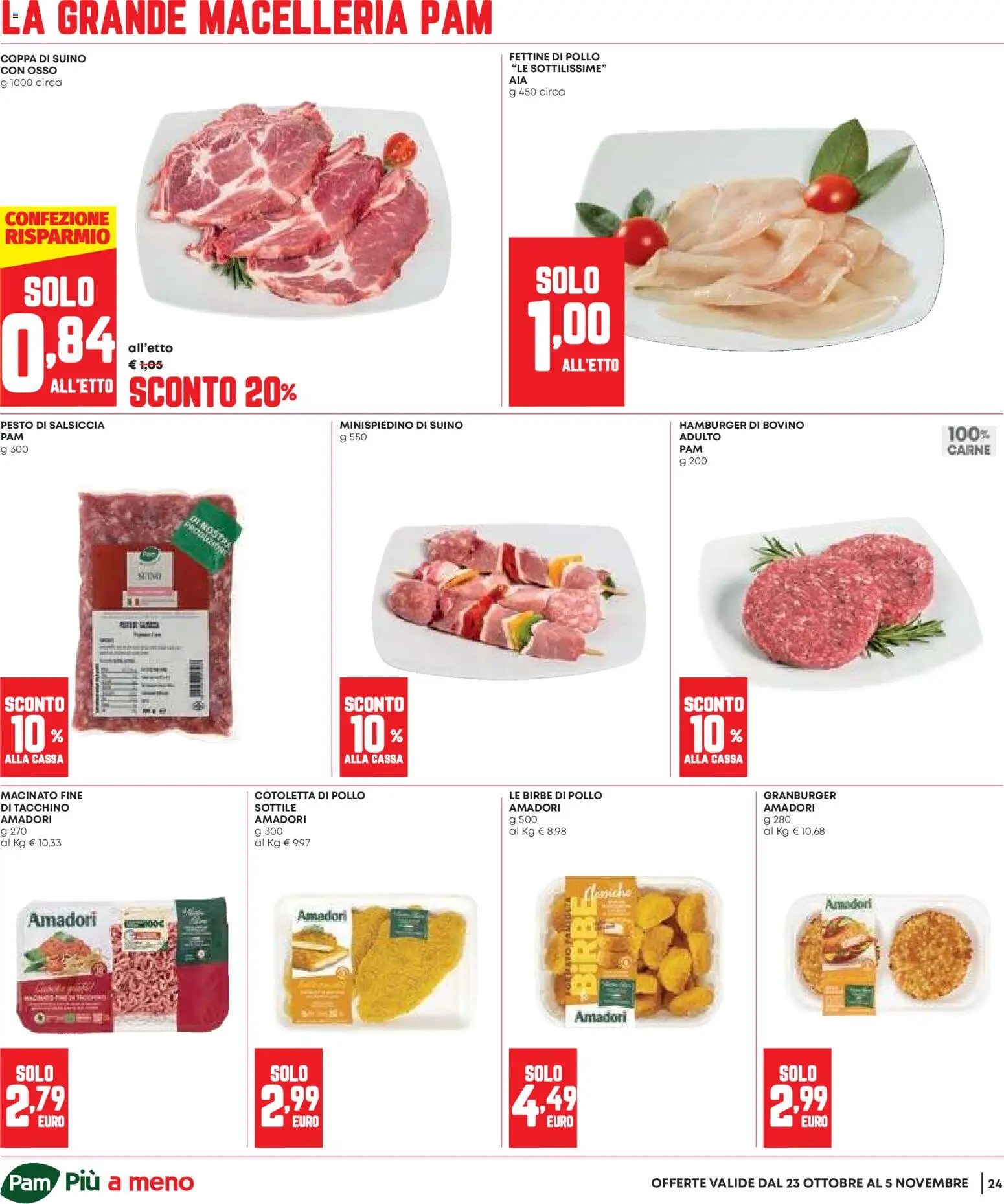 Volantino Panorama del 23.10.2025 | Pagina: 24 | Prodotti: Suino, Pesto, Hamburger, Macinato