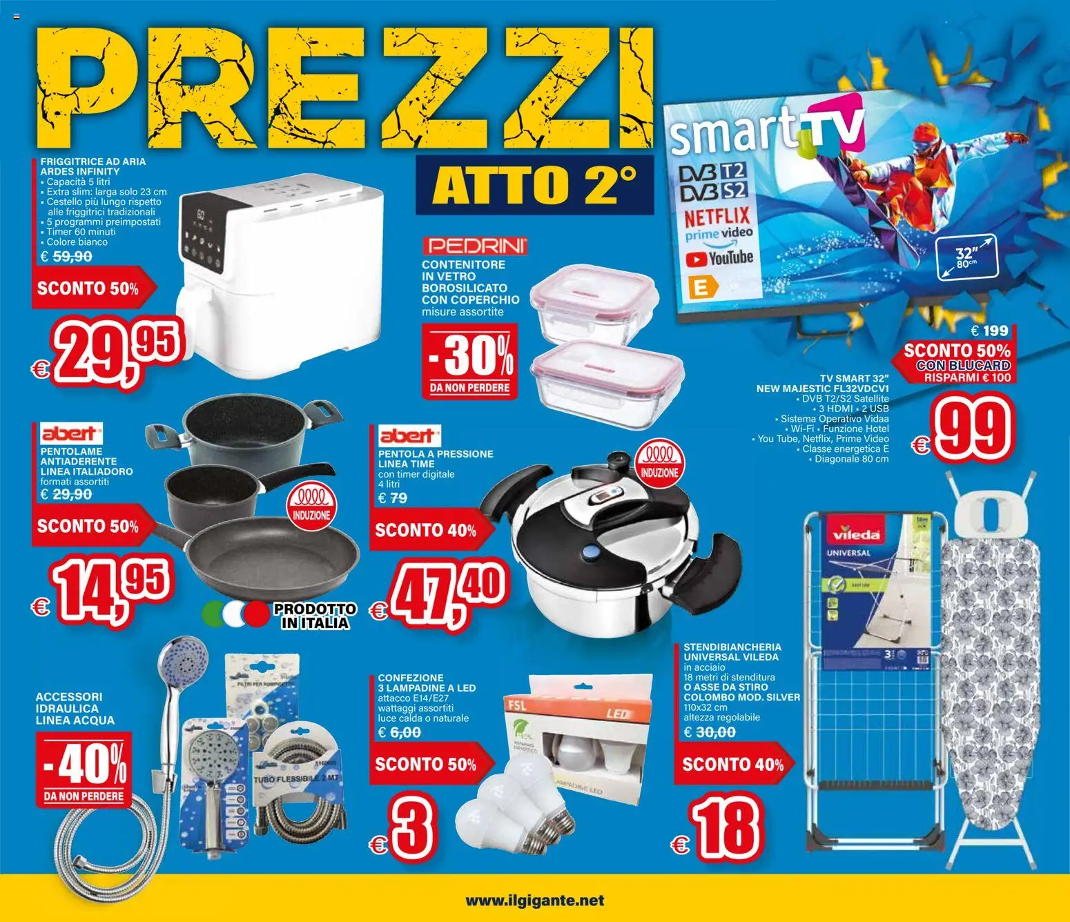 Volantino Il Gigante del 15.01.2026 | Pagina: 7 | Prodotti: Friggitrice ad aria, Acqua, Stendibiancheria, Pentola a pressione