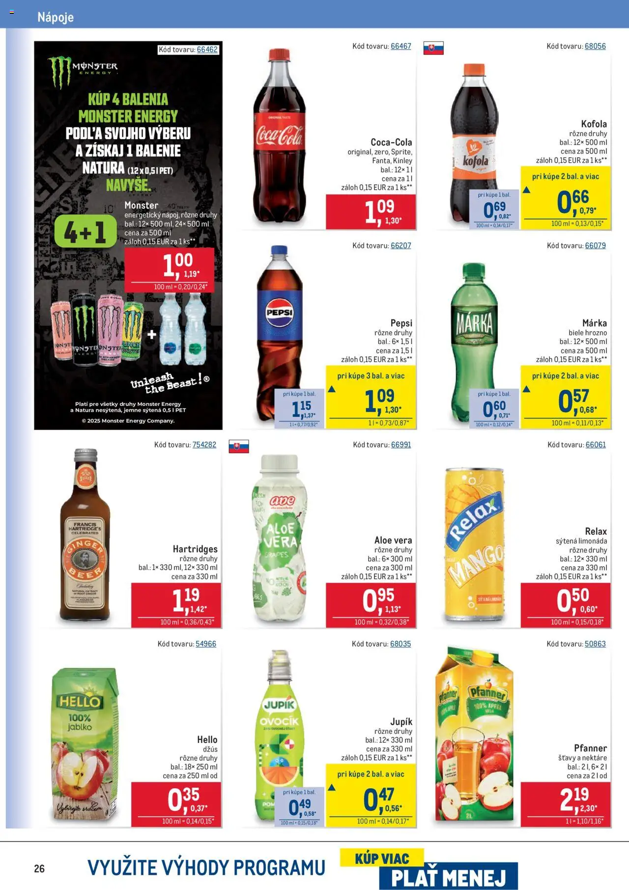 Nové Metro akcie – leták je platný od 10.09.2025 | Strana: 26 | Produkty: Kofola, Coca cola, Mango, Hrozno