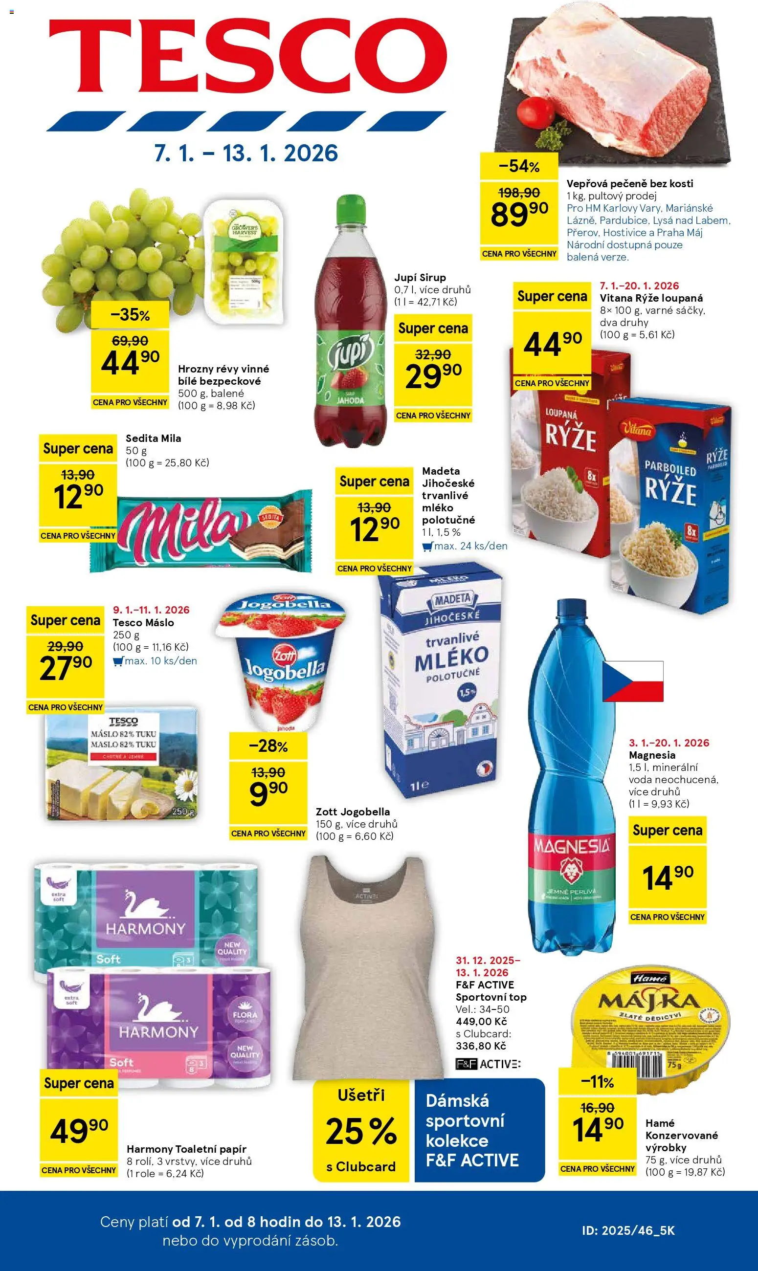 Tesco leták - Hypermarket od 07.01.2026 | Strana: 1 | Produkty: Mléko polotučné, Rýže Vitana, Magnesia, Jupí