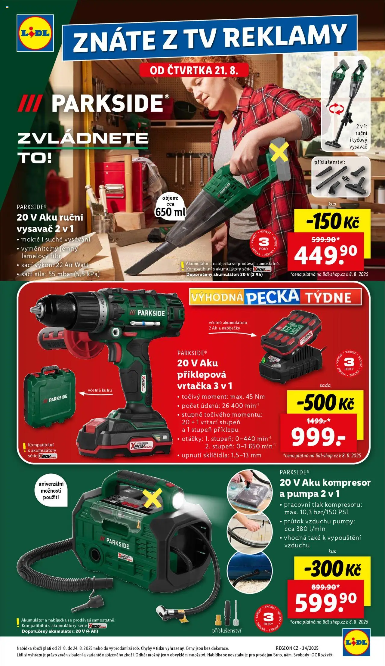 Lidl leták od 21.08.2025 | Strana: 31 | Produkty: Ruční vysavač, Aku kompresor, Kompresor, Pumpa