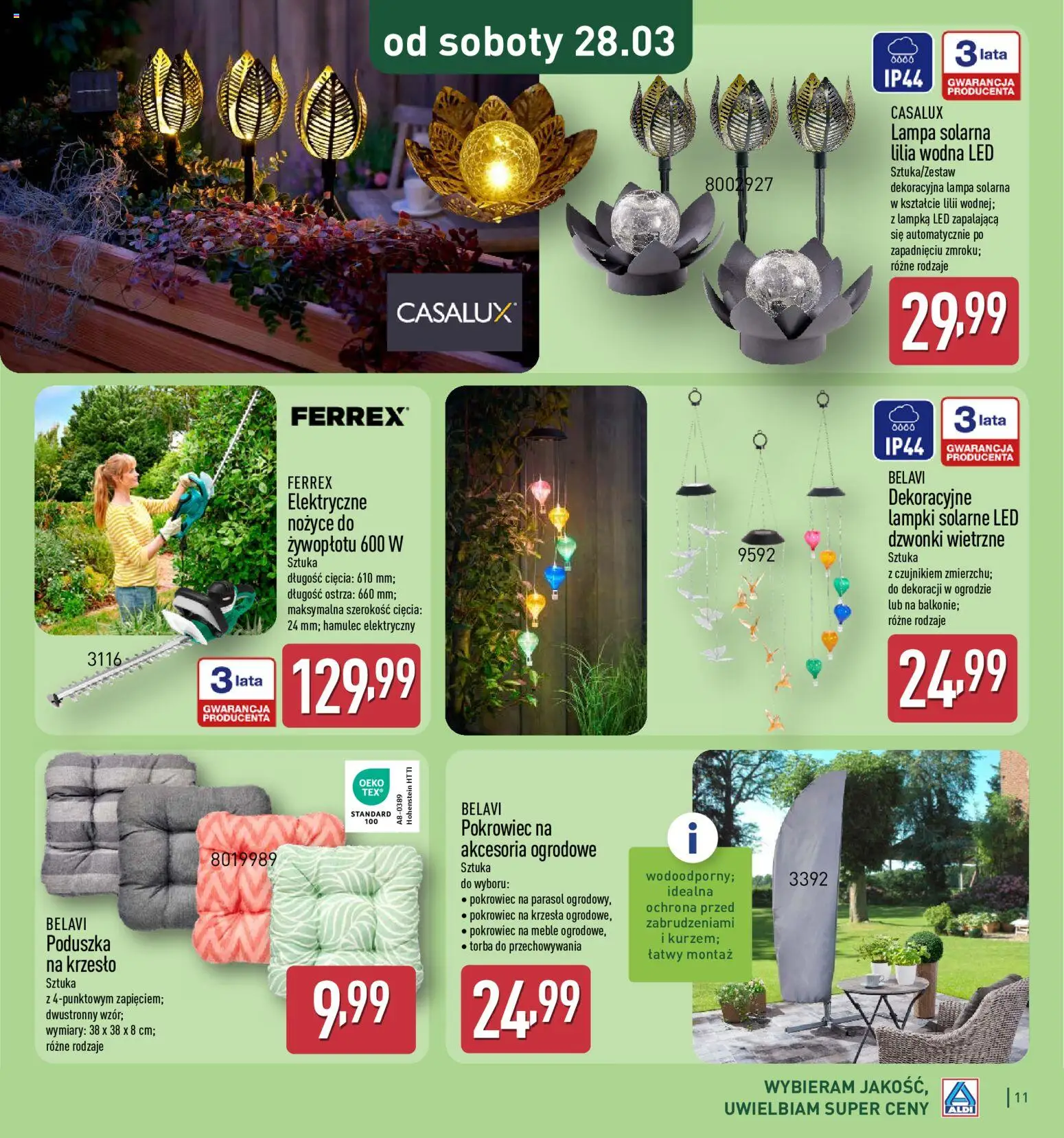 Aldi Gazetka - Katalog ogrodowy od 25.02.2026 | Strona: 11 | Produkty: Parasol, Torba, Poduszka, Lampa