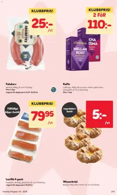 Kaffe, Löfbergs, 450g, flera sorter, malet, gäller även ekologiskt, jfr-pris 122,22/kg, Max 1 köp - Förhandsvisning av reklamblad från butik Hemköp aktuell från 13.04.2026 | Sida: 3 | Produkter: Galler, Falukorv, Kaffe