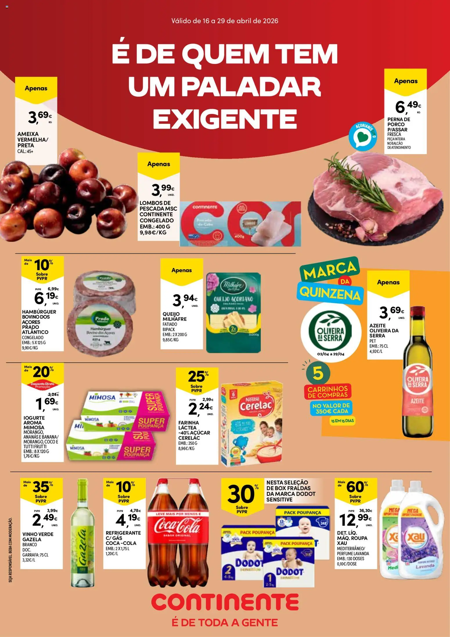 Continente Açores  │ válido de 16.04.2026 | Página: 1 | Produtos: Farinha láctea, Fraldas, Pescada, Perfume