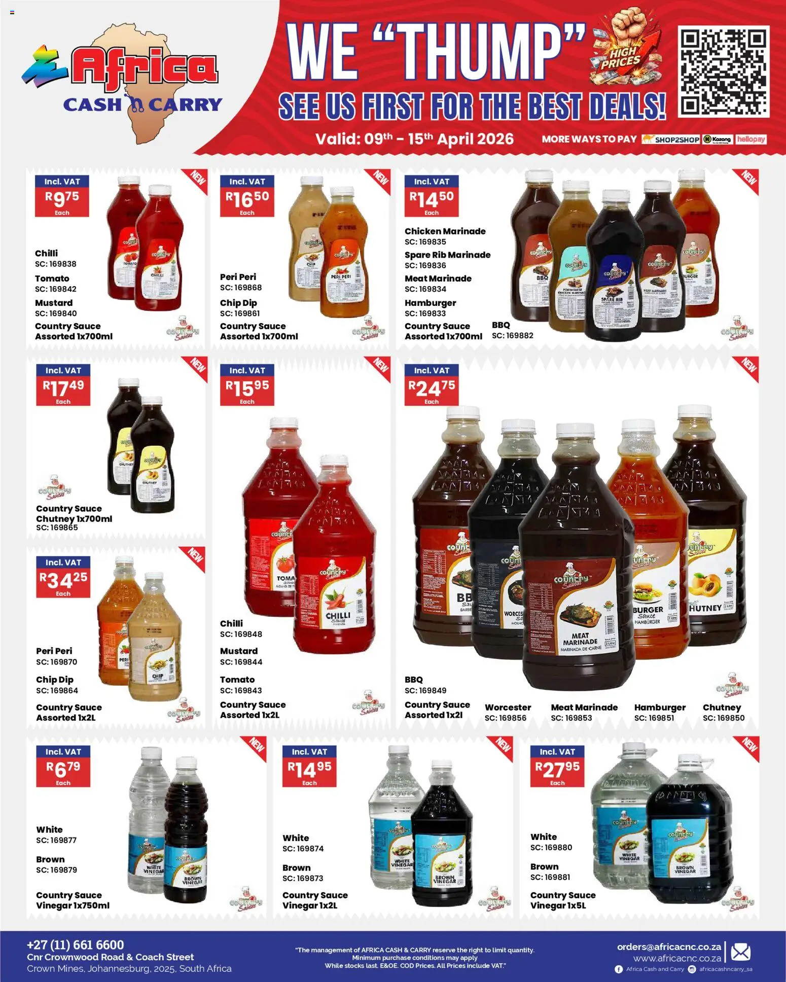 New Africa Cash & Carry catalogue – valid from 09.04.2026 | Page: 19 | Products: Chutney, Vinegar, Marinade, Chilli