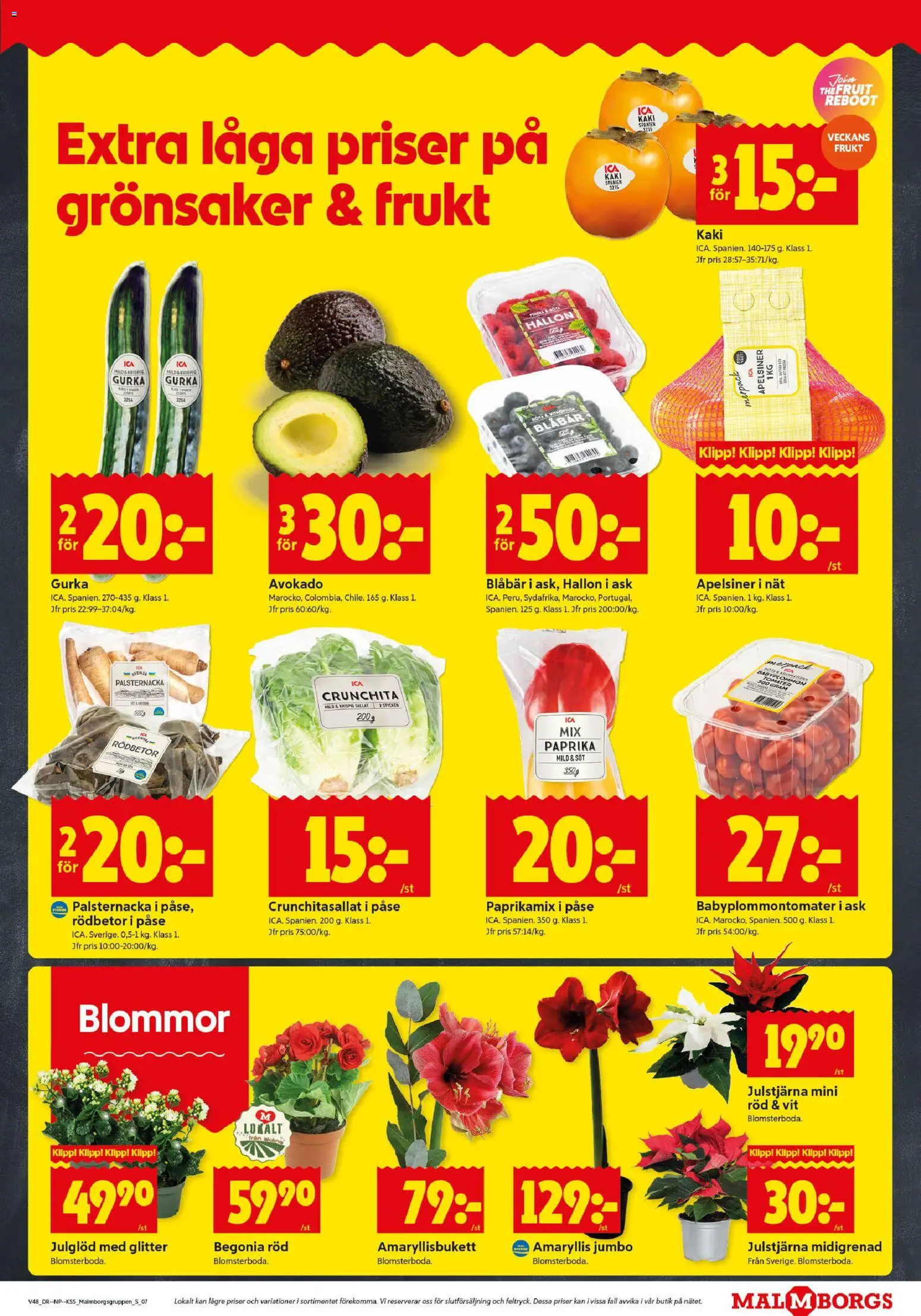 ICA Kvantum reklamblad aktuell från 24.11.2025 | Sida: 7 | Produkter: Apelsiner, Tomater, Blåbär, Gurka