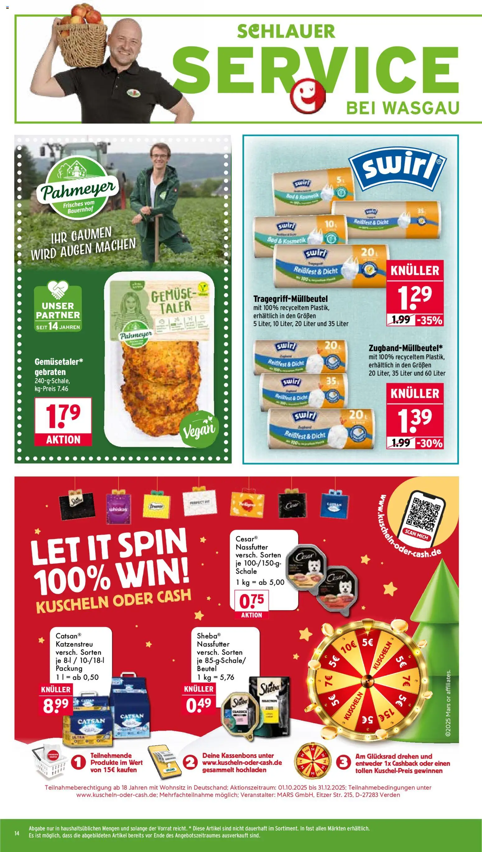 Wasgau Prospekt 	 – gültig ab 10.11.2025 | Seite: 14 | Produkte: Sheba, Bad, Mars, Gemüse