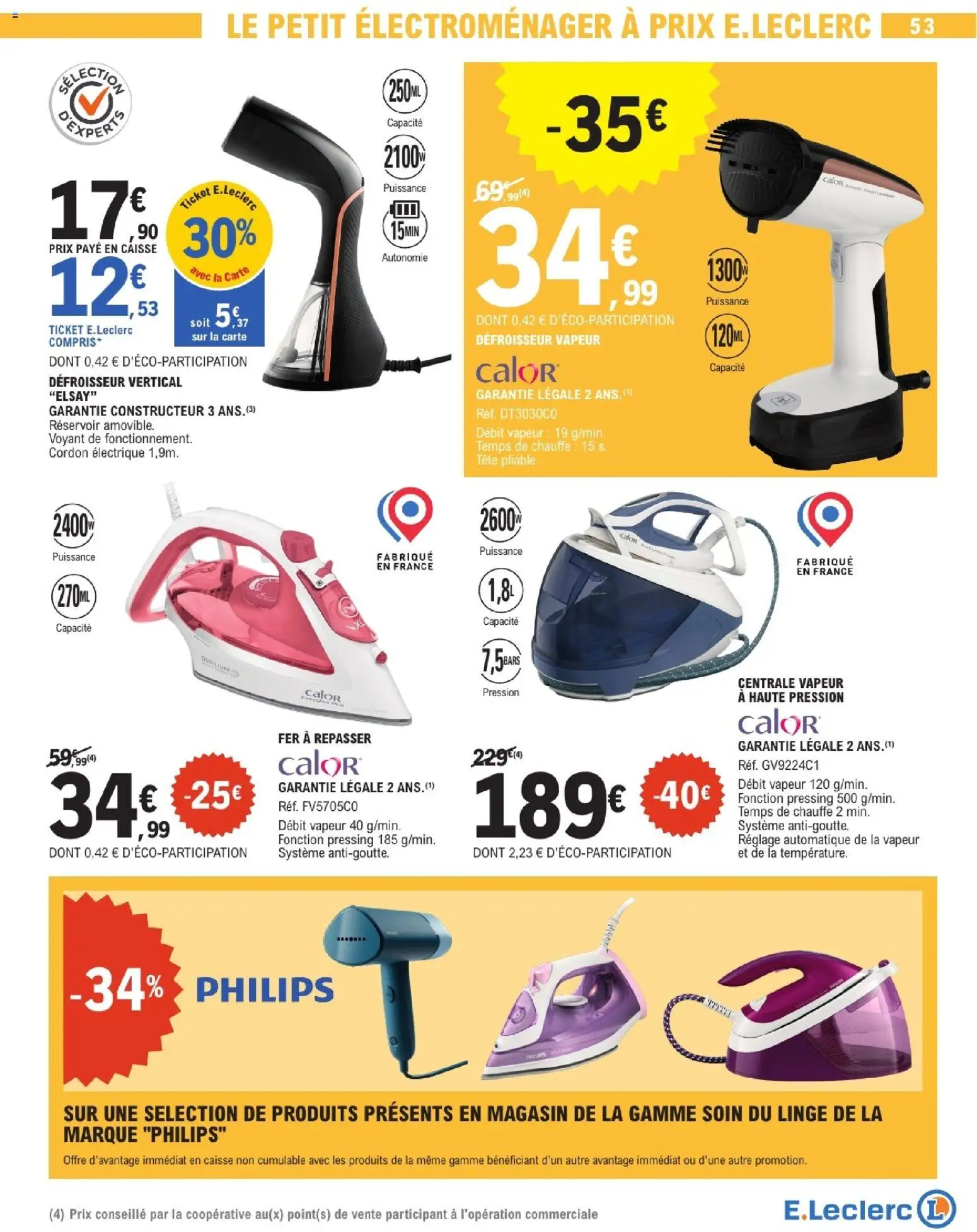 {H1} | Page: 53 | Produits: Defroisseur vertical, Petit électroménager, Fer à repasser, Centrale vapeur