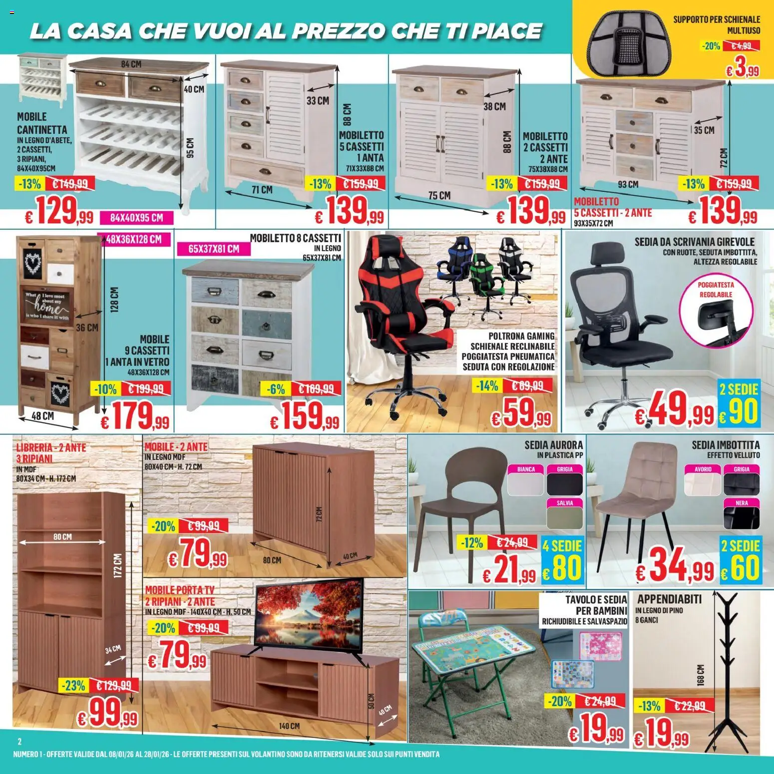 Volantino Satur del 08.01.2026 | Pagina: 2 | Prodotti: TV, Libreria, Poltrona, Appendiabiti