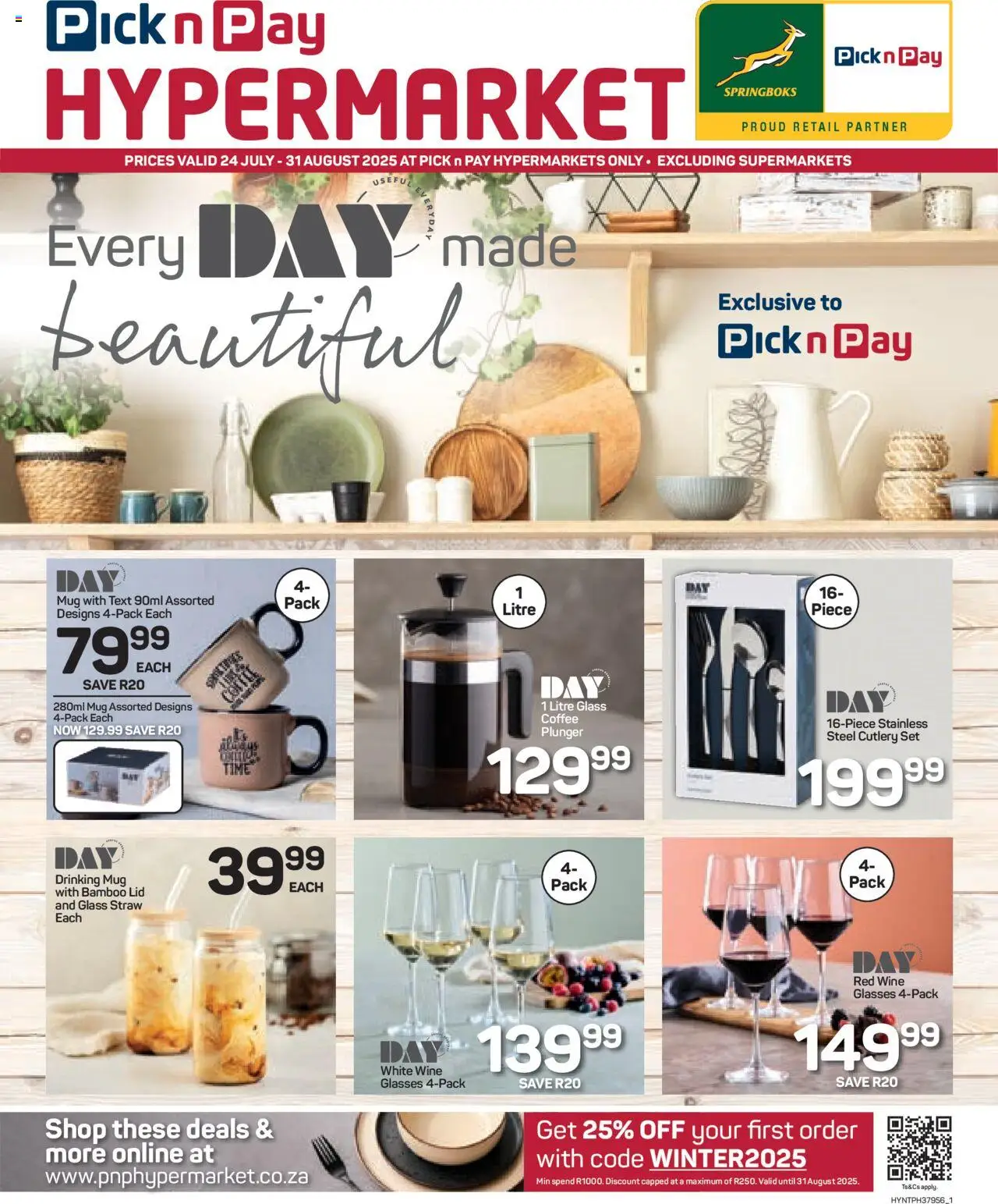 Pick n Pay - Hyper DAY Specials │ valid from 24.07.2025 | Page: 1 | Products: Glasses, Coffee, Wine, Mug