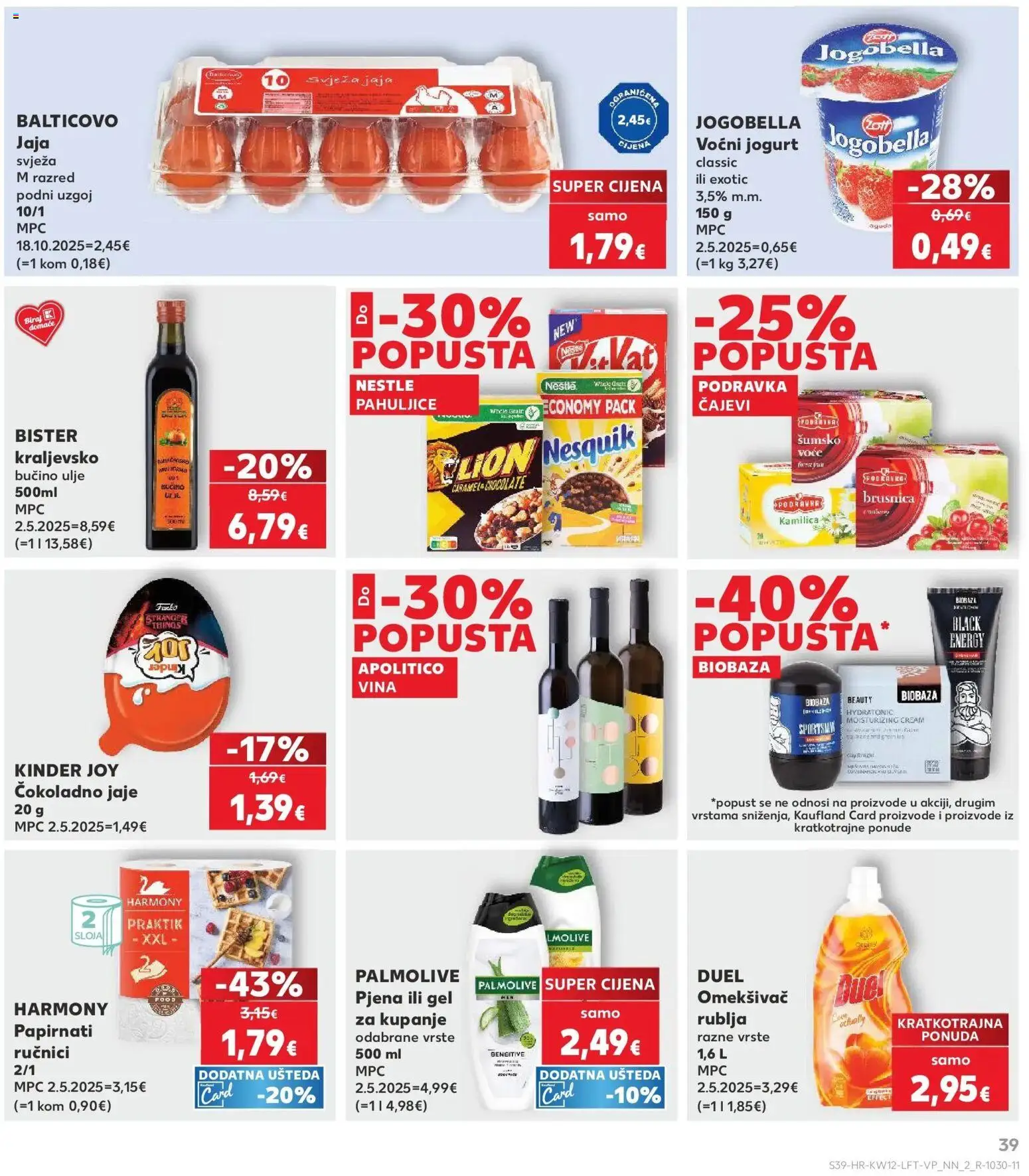 Kaufland katalog | vrijedi od 17.03.2026 | Stranica: 39 | Proizvodi: Jaja, Voćni jogurt, Podravka, Papirnati ručnici