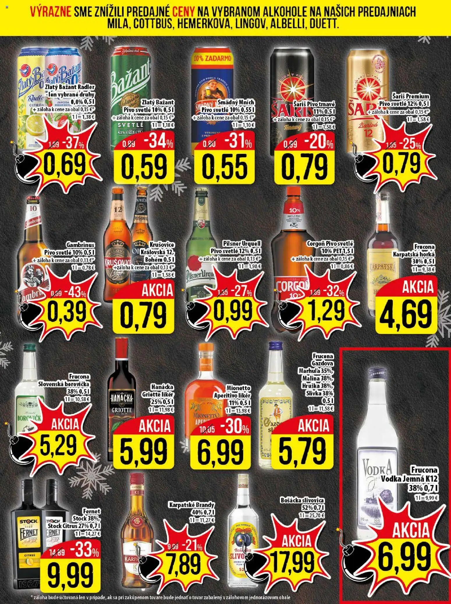 Nové Klas akcie – leták je platný od 29.12.2025 | Strana: 20 | Produkty: Radler, Brandy, Vodka, Gambrinus