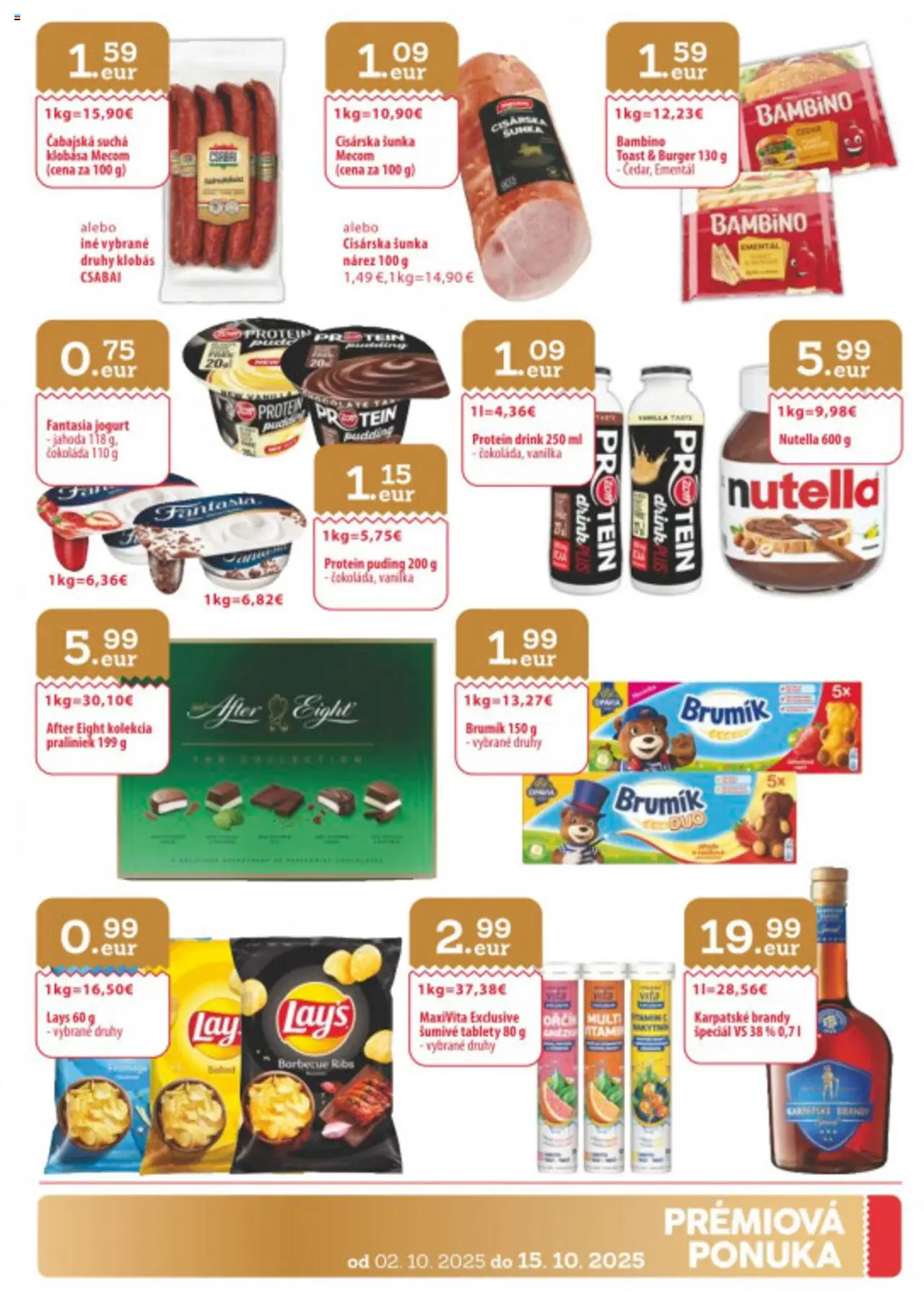 Nové CBA Verex akcie – leták je platný od 02.10.2025 | Strana: 31 | Produkty: Šunka, Klobása, Puding, Čokoláda