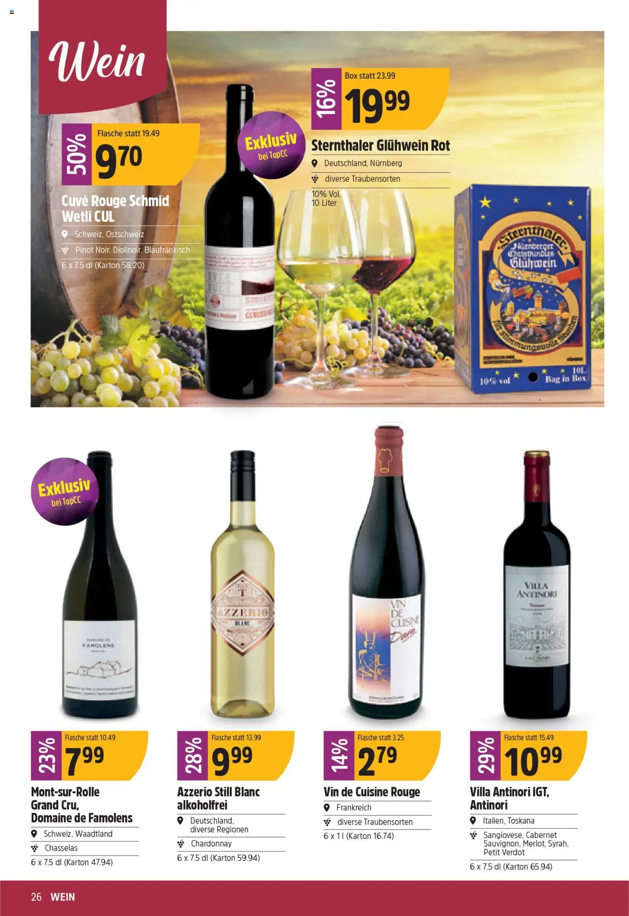 TopCC Aktionen – gültig ab 15.09.2025 | Seite: 26 | Produkte: Box, Rouge, Wein