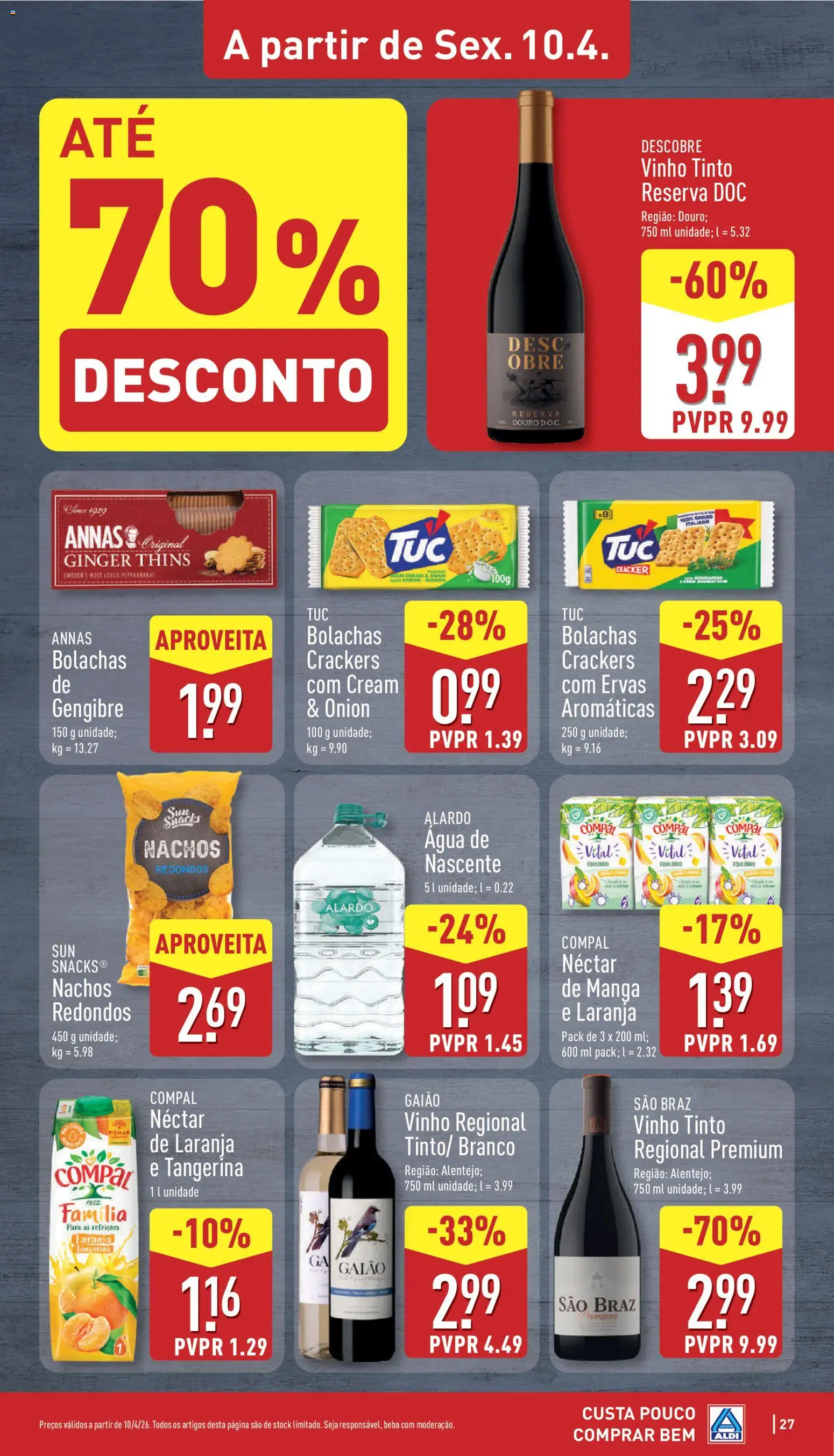 Aldi folheto │ válido de 06.04.2026 | Página: 27 | Produtos: Agua, Bolachas, Vinho, Vinho tinto
