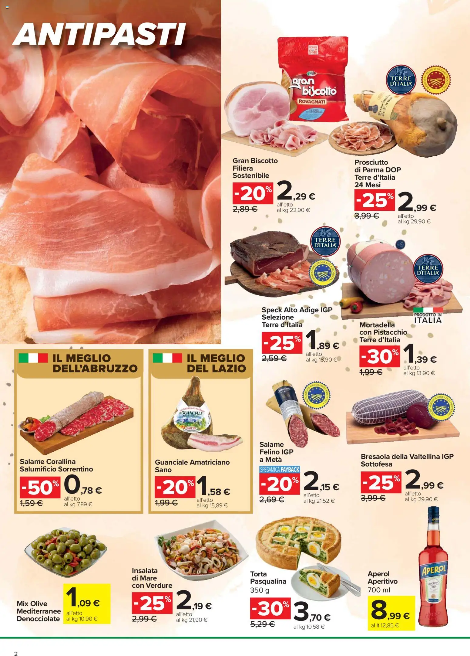 Volantino Carrefour del 24.03.2026 | Pagina: 2 | Prodotti: Bresaola, Verdure, Aperol, Aperitivo