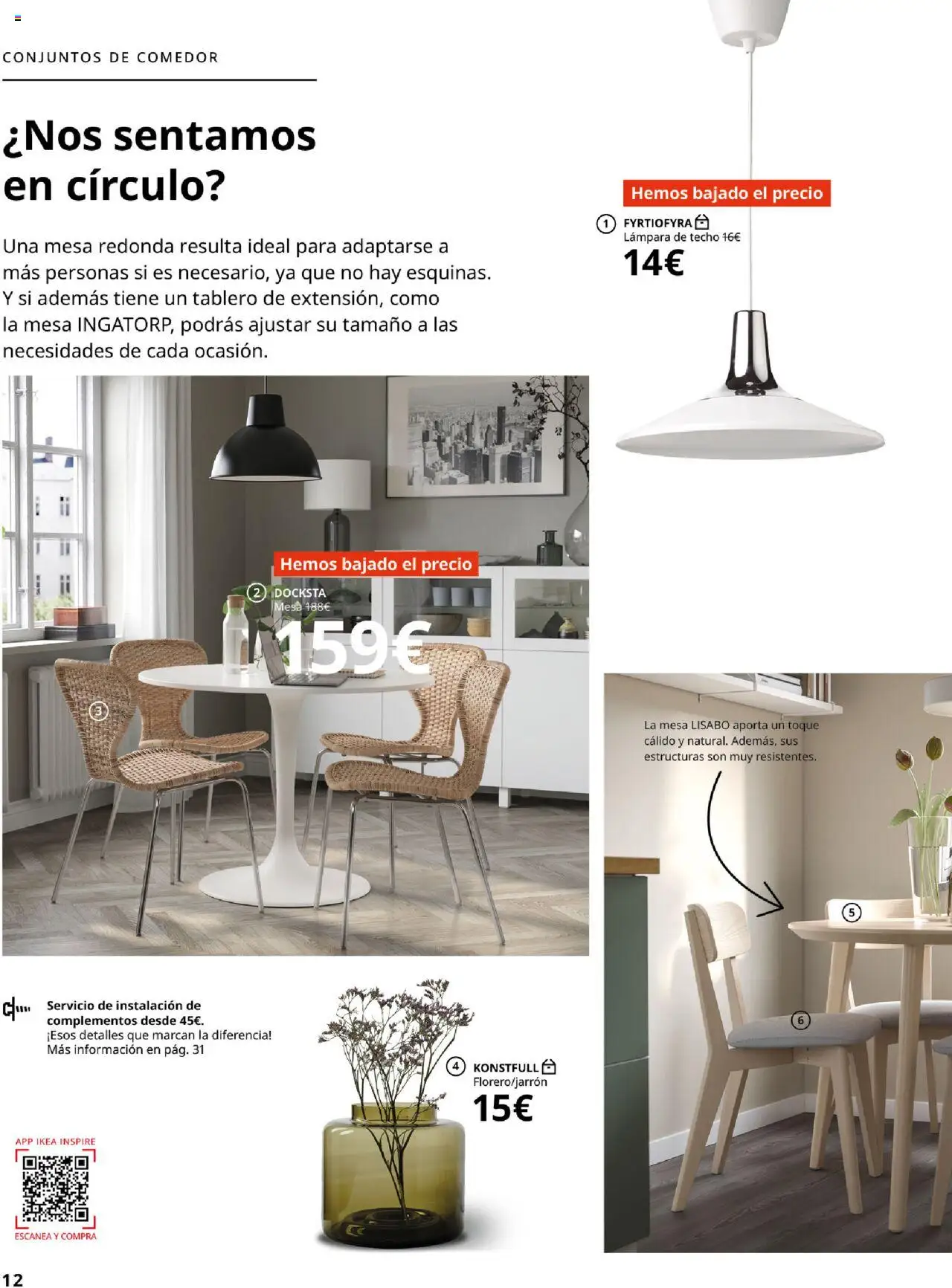 Catálogo IKEA Comedores │ válido desde el 04.02.2025 | Página: 12 | Productos: Lámpara de techo, Mesa, Lámpara